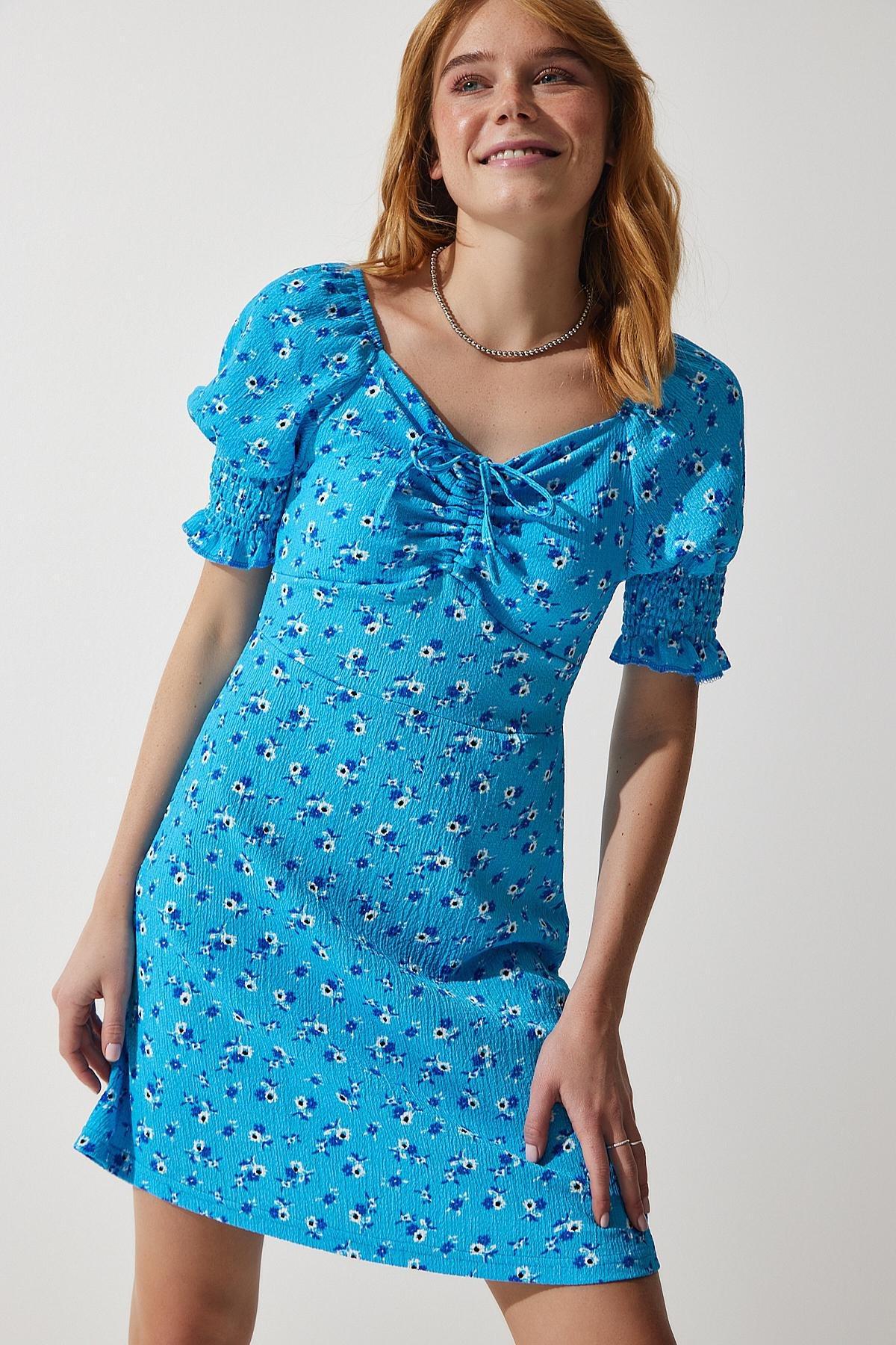 Blue Patterned Dress, LIGHT BLUE, large image number 0