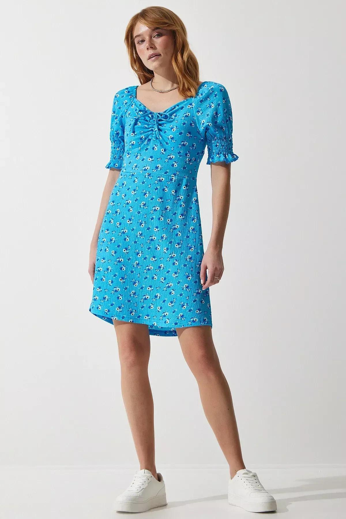 Blue Patterned Dress, LIGHT BLUE, large image number 1