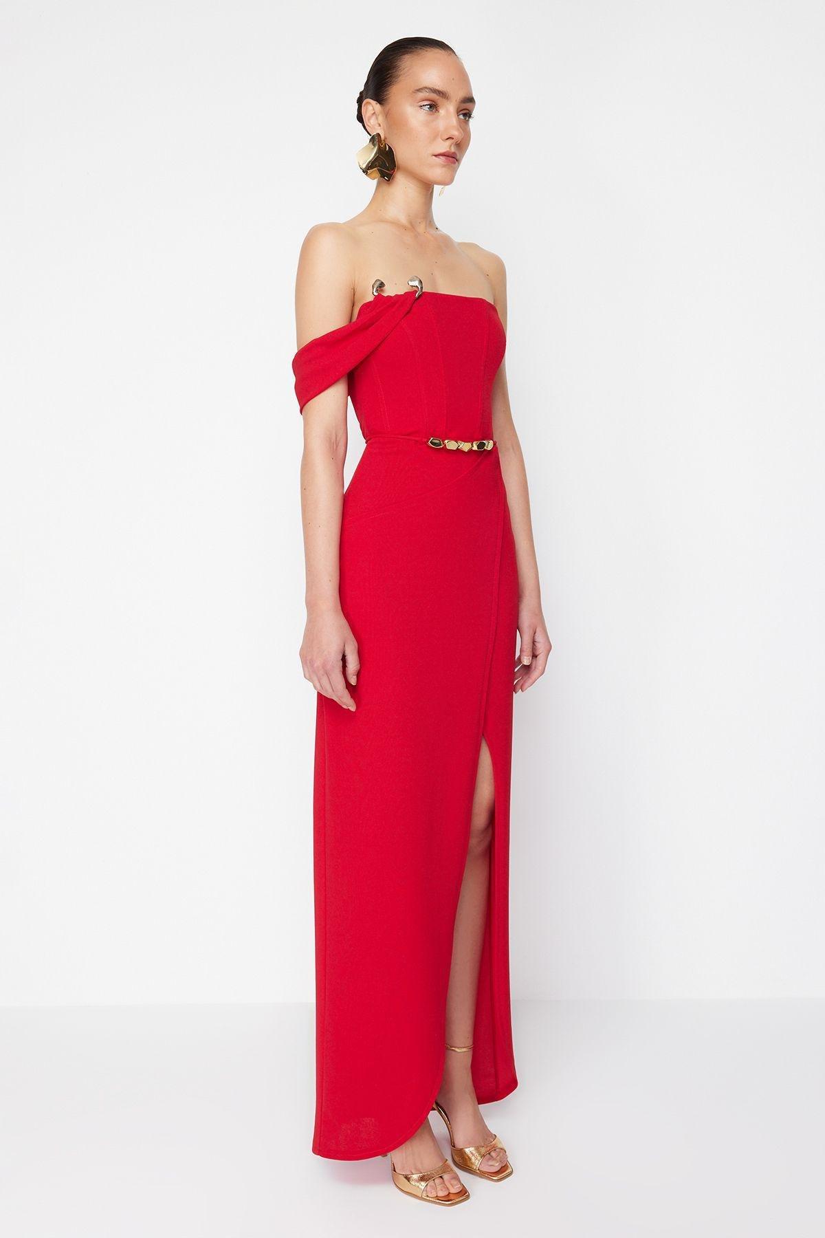 Red Cutout Strapless Formal Maxi, , large image number 2