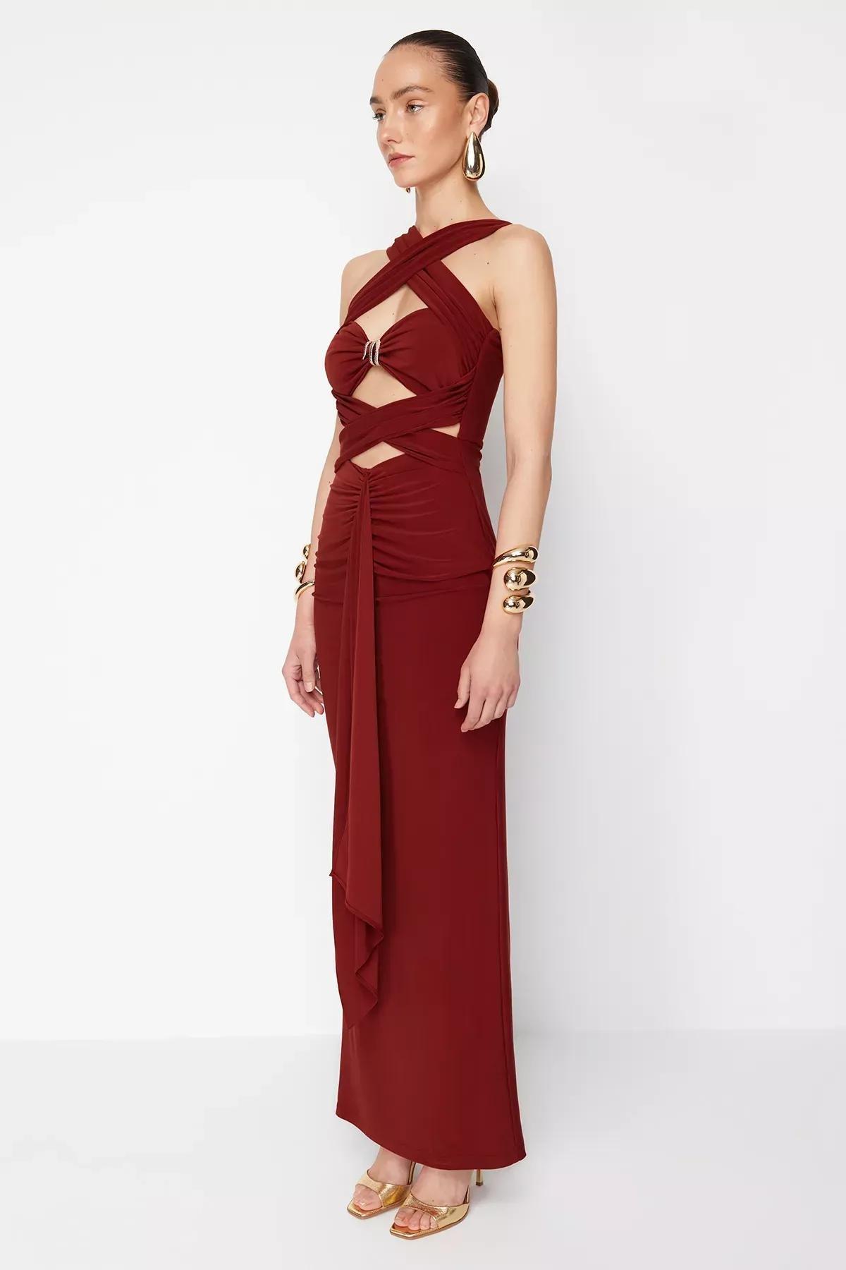Red Cutout Bodycon Party Maxi, , large image number 3