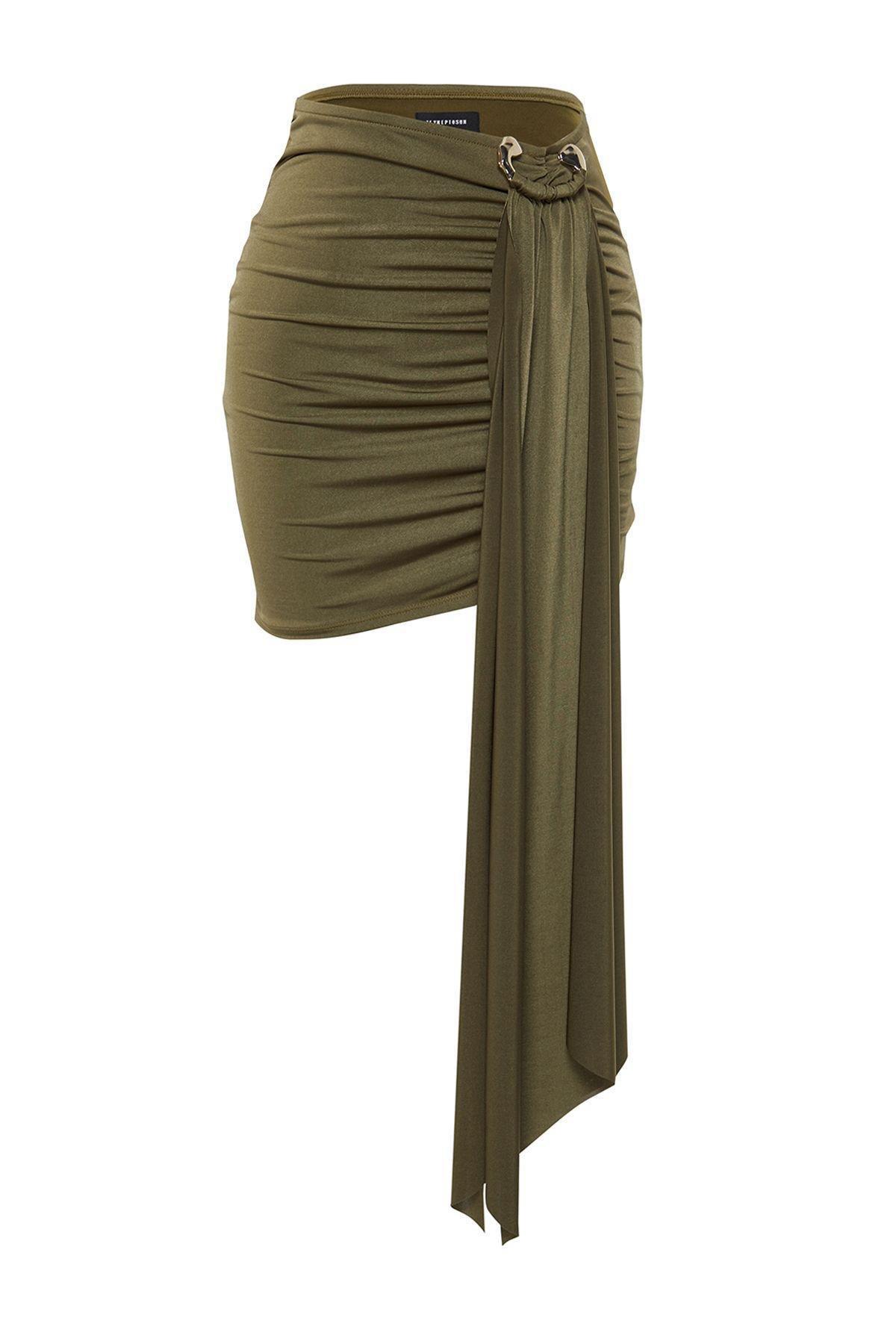 Khaki X Zeynep Tosun Knitted Detailed Skirt, , large image number 6
