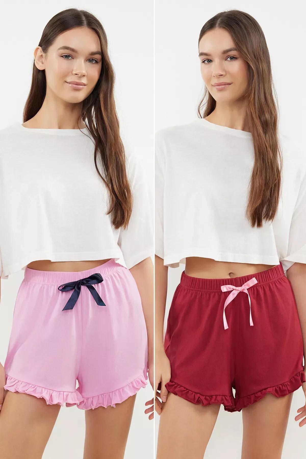 Pink Claret Cotton Pajama Bottoms, Pink-Multicolor, large image number 0