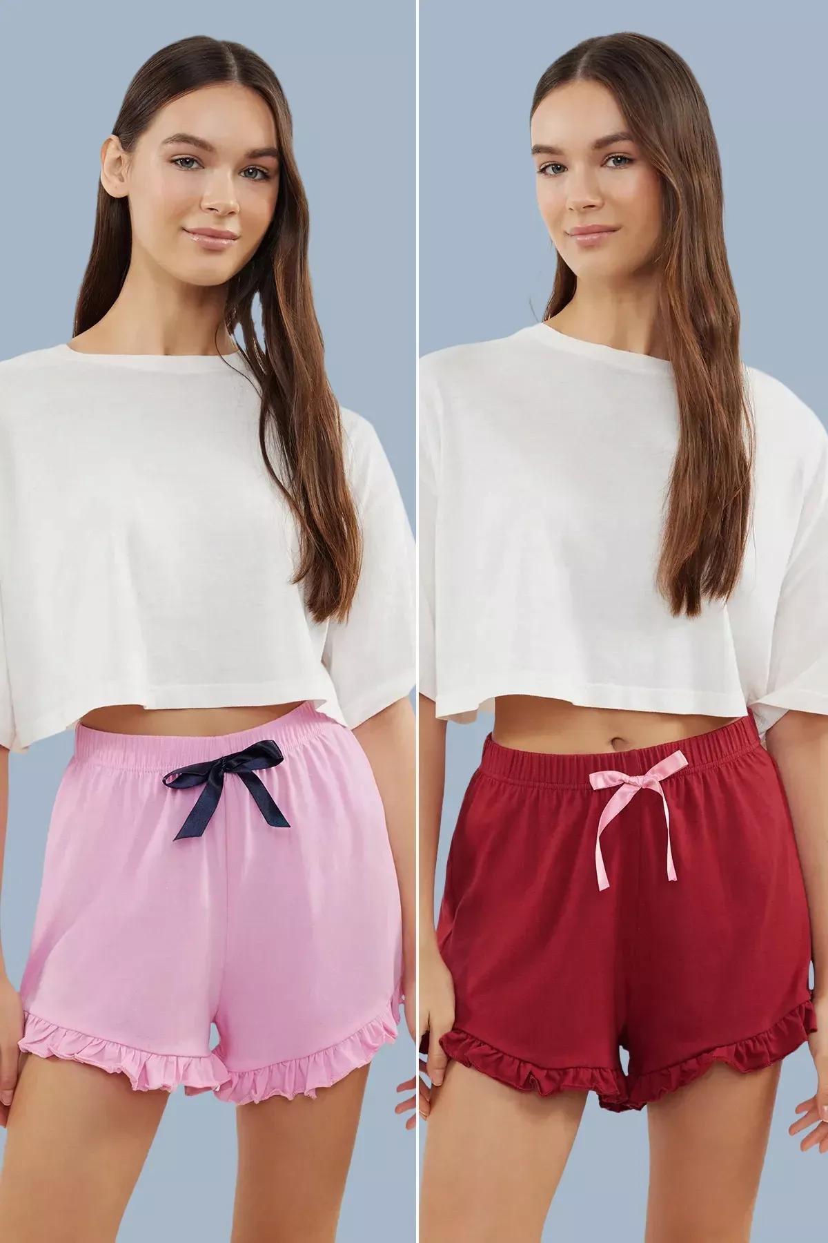 Pink Claret Cotton Pajama Bottoms, Pink-Multicolor, large image number 1