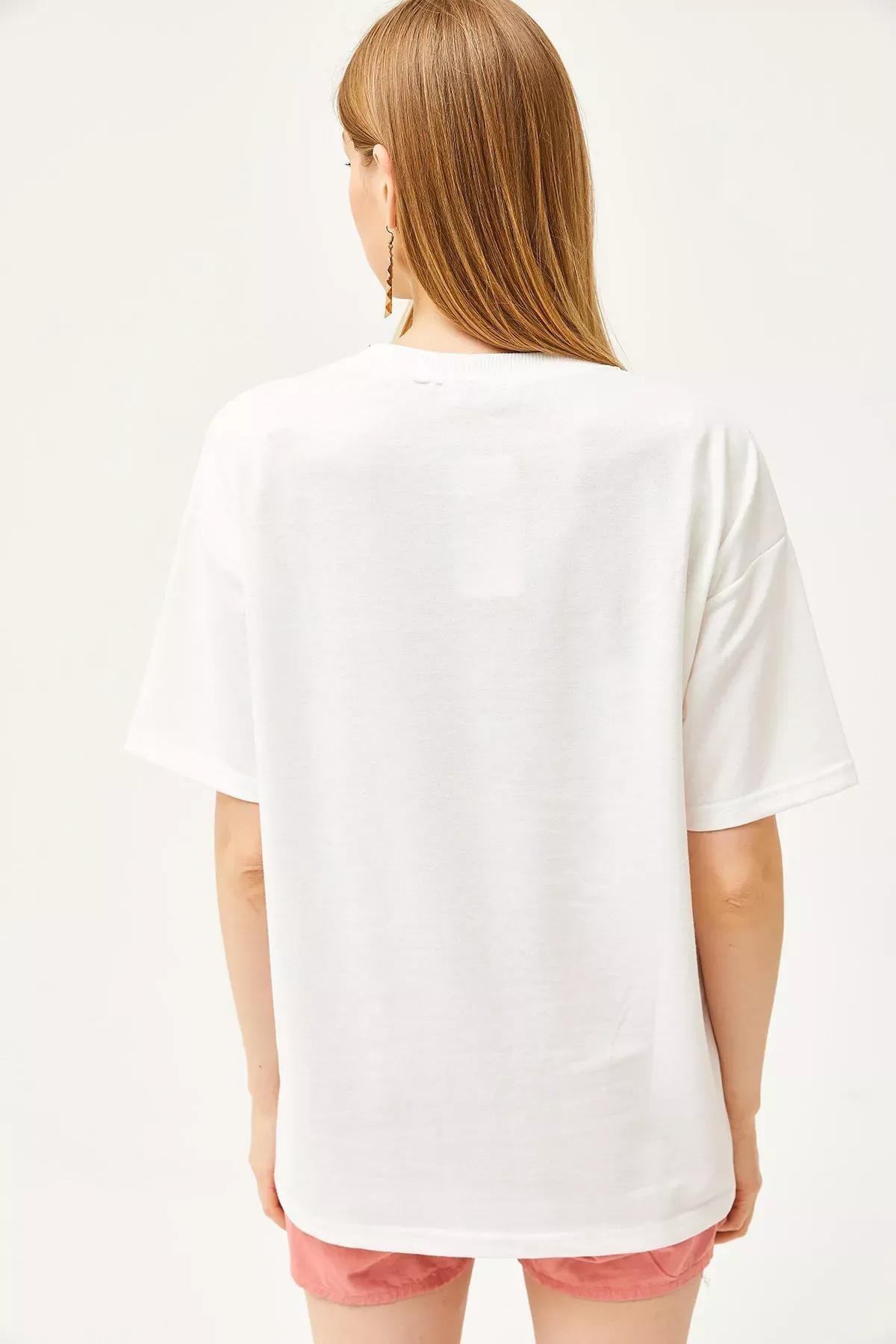 Beige Mom Embroidered Oversize T-Shirt, Ecru, large image number 4