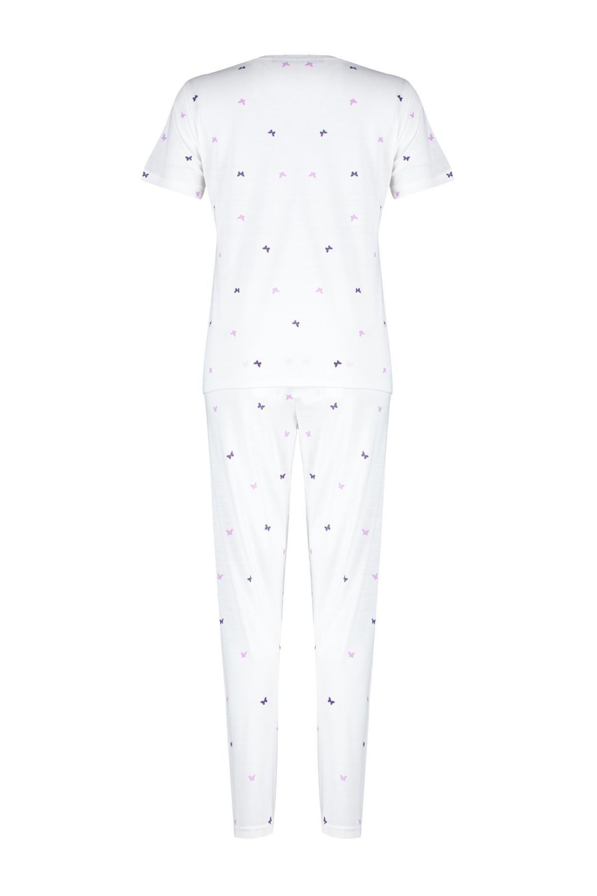 Ecru Patterned Pyjama Set, Ecru, large image number 4