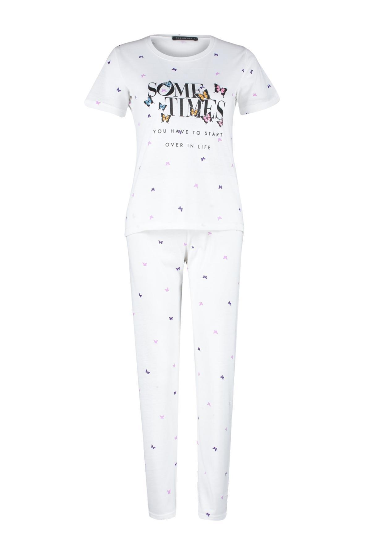 Ecru Patterned Pyjama Set, Ecru, large image number 5
