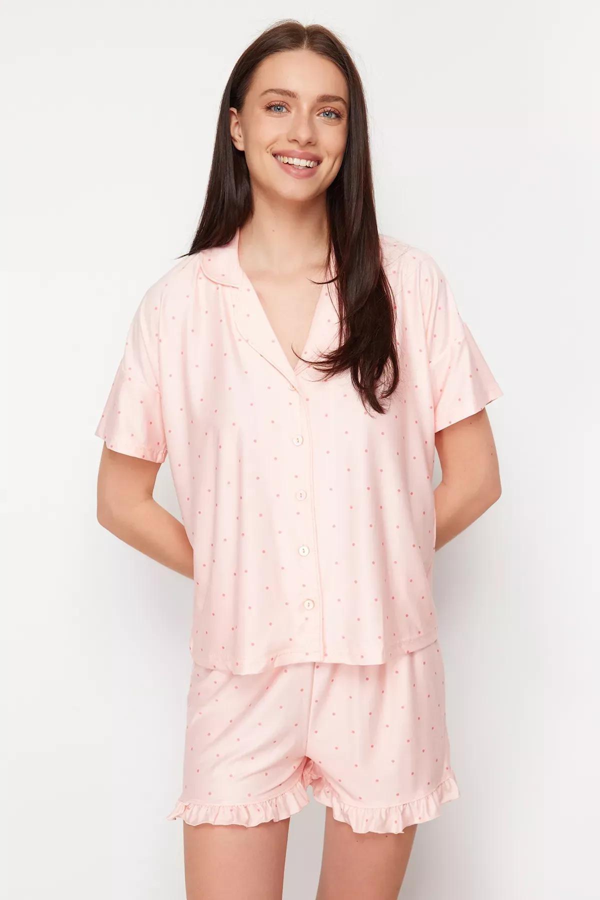 Pink Polka Dot Frill Pyjama Set, C101_5719, large image number 0