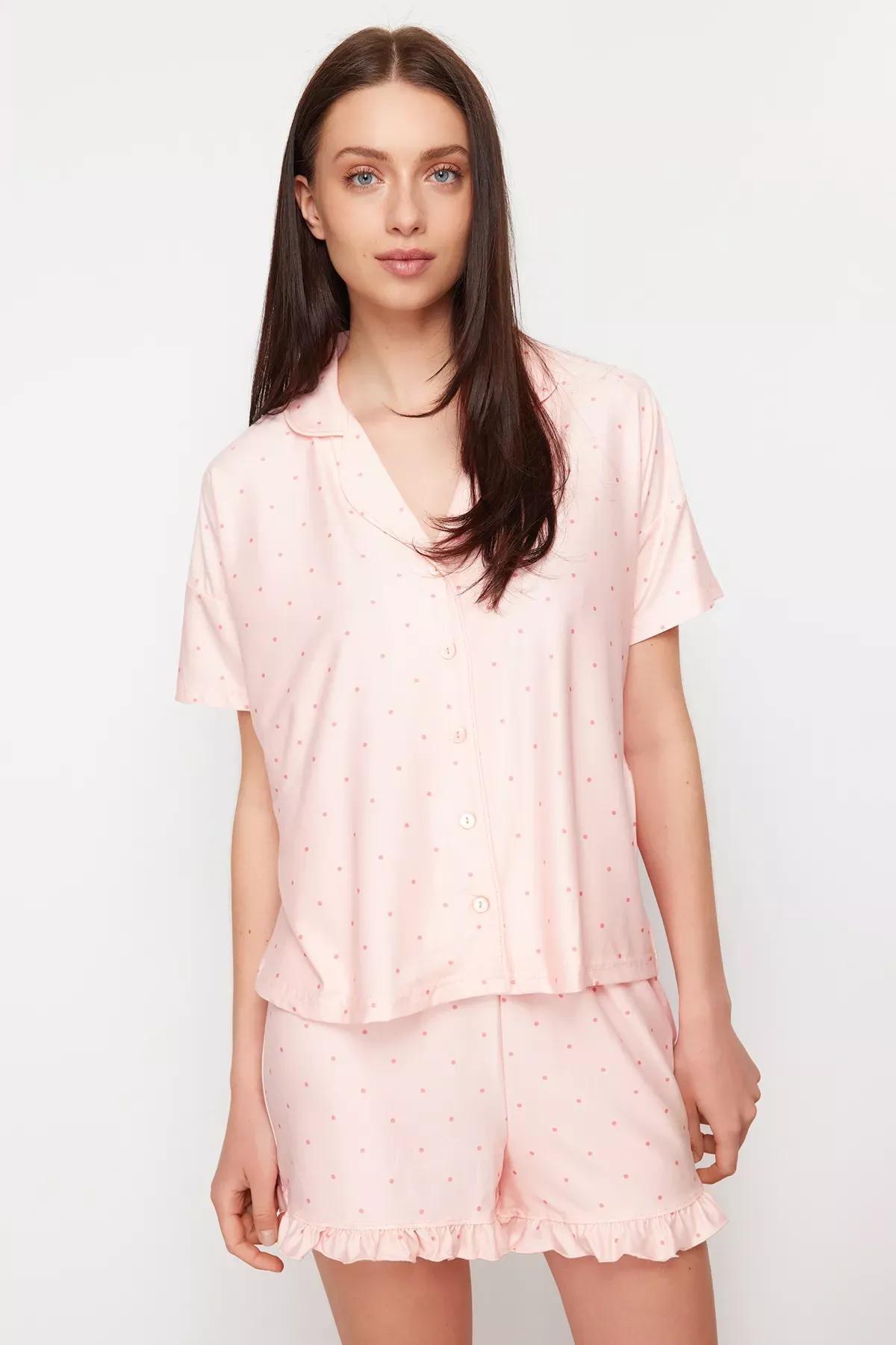 Pink Polka Dot Frill Pyjama Set, C101_5719, large image number 1