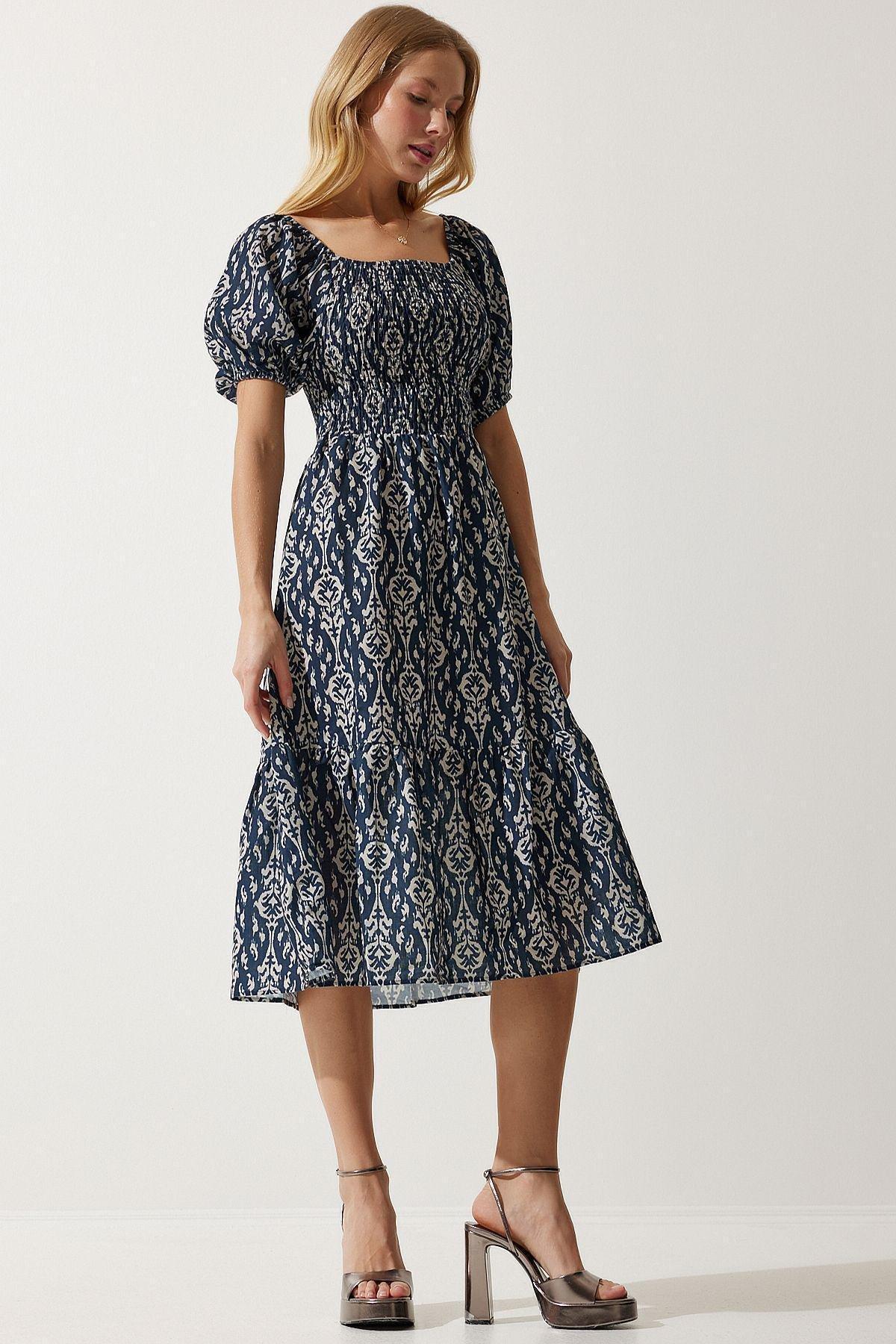 Navy Patterned Dress, , large image number 1