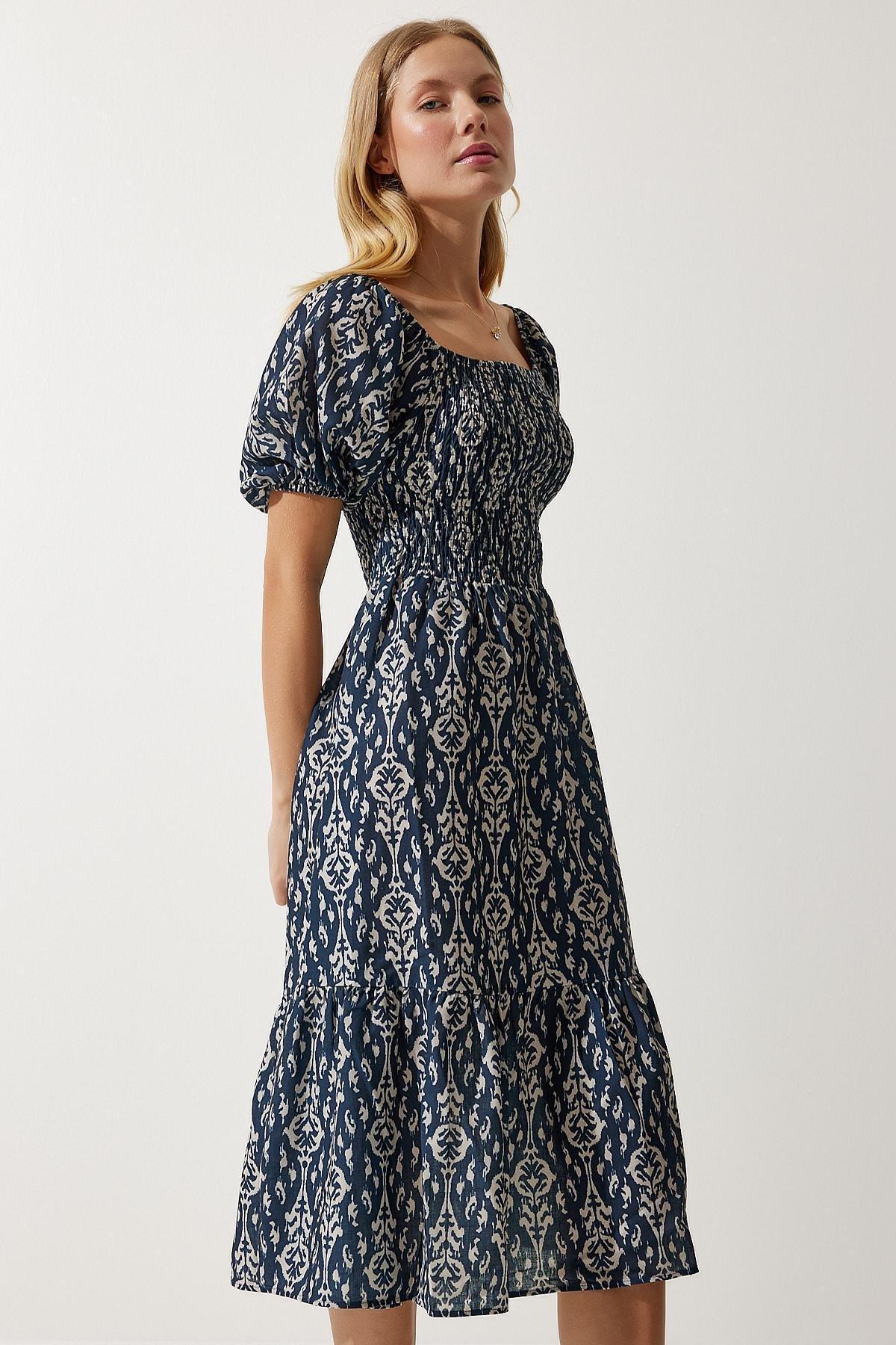 Navy Patterned Dress, , large image number 2