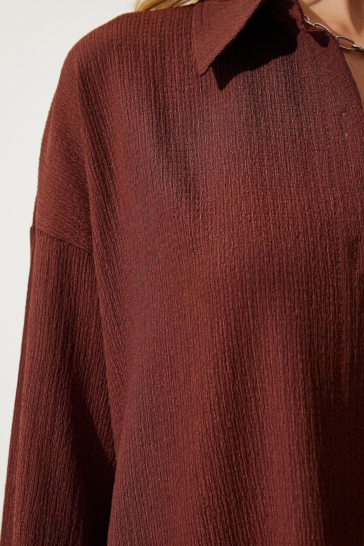 Brown Casual Knitted Pants Suit, Brown, large image number 4
