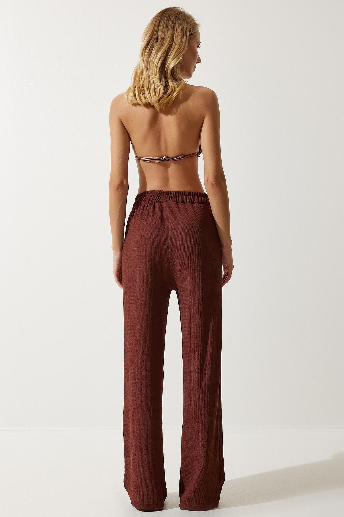 Brown Casual Knitted Pants Suit, Brown, large image number 7
