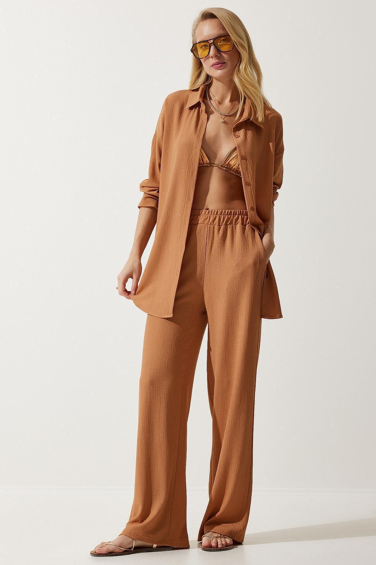 Beige Casual Knitted Co-Ord Set, , large image number 0
