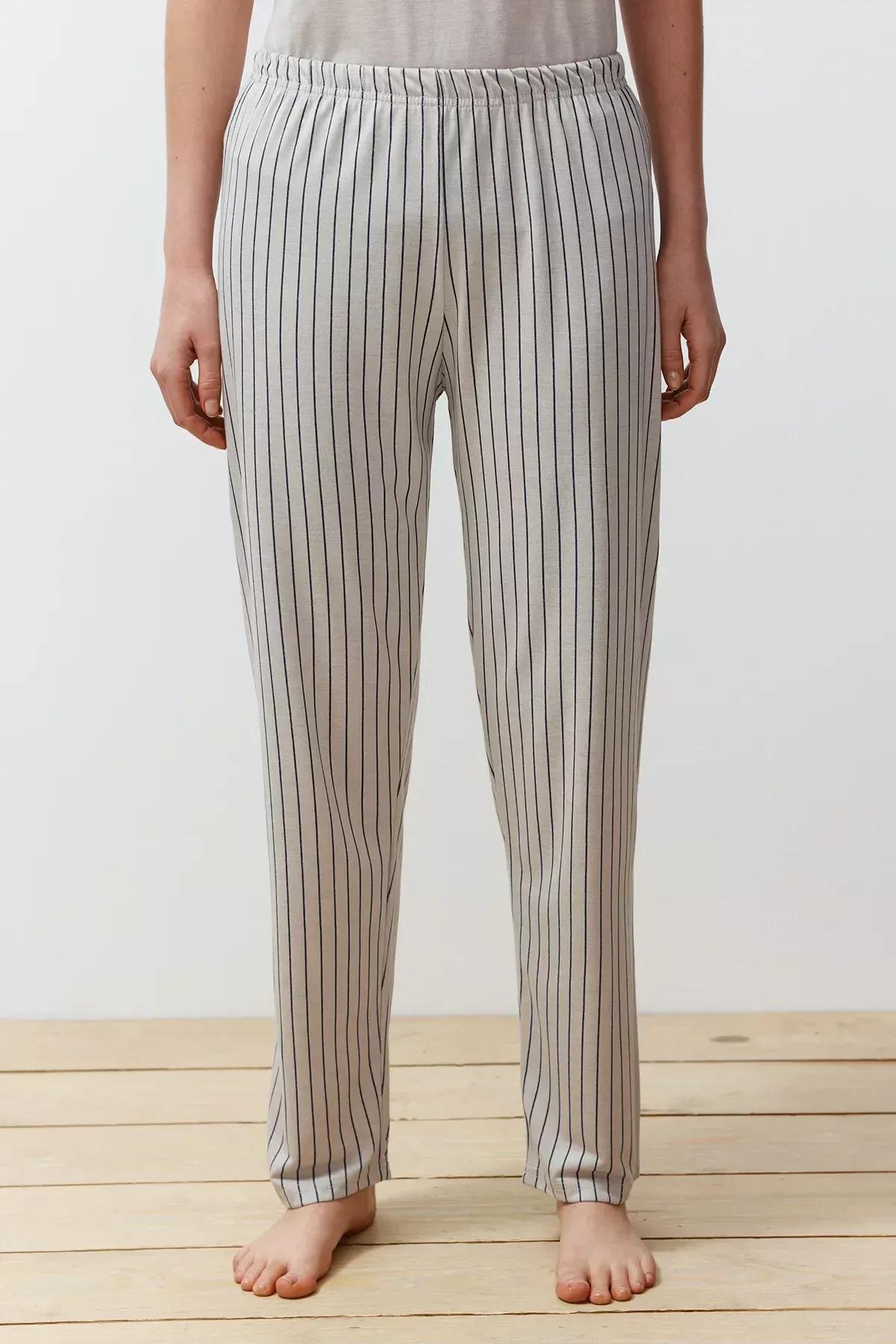 Grey Printed Striped Pyjama Set, C101_5662, large image number 4