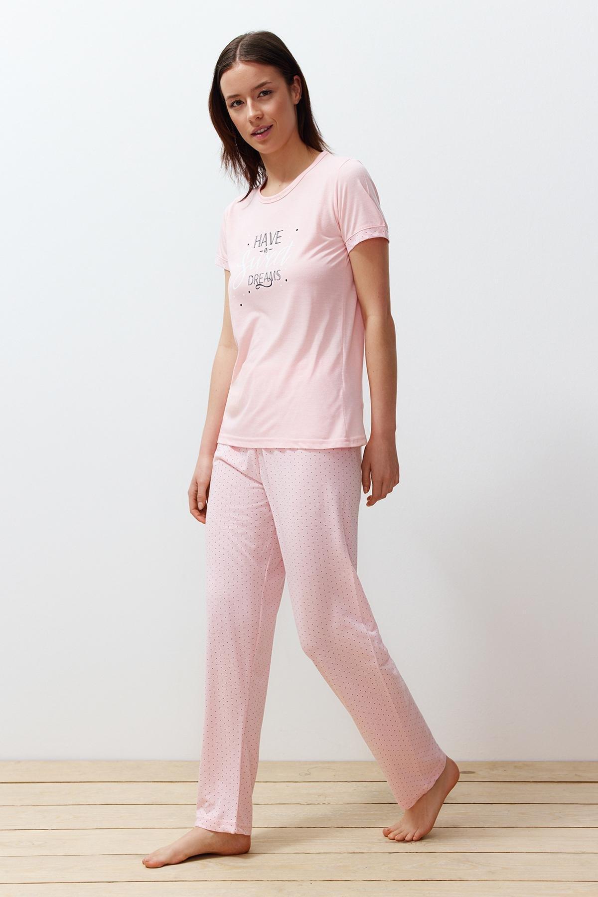 Pink Printed Polka Dot Pyjama Set, , large image number 2