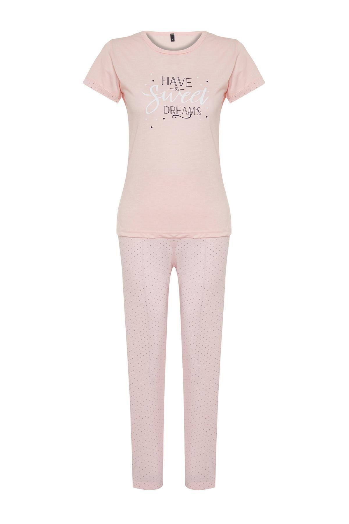 Pink Printed Polka Dot Pyjama Set, , large image number 5