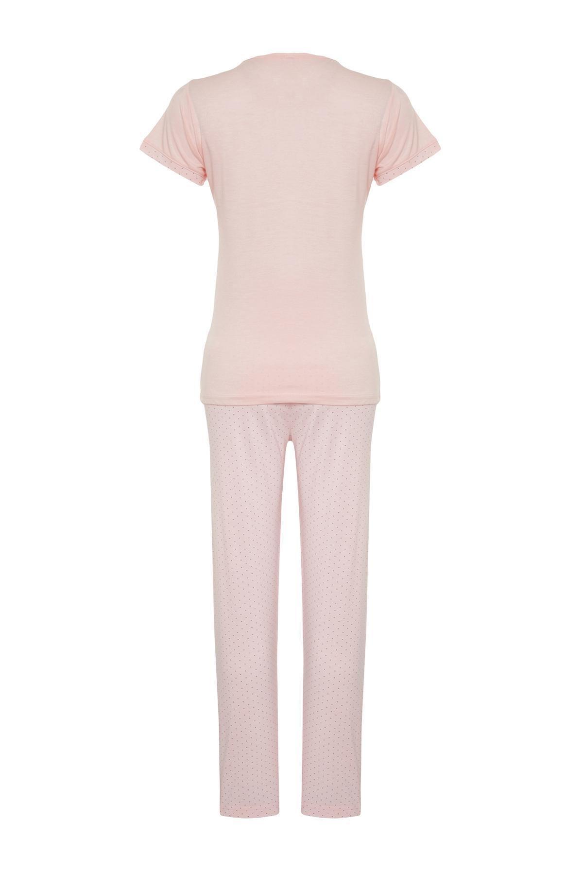 Pink Printed Polka Dot Pyjama Set, , large image number 6