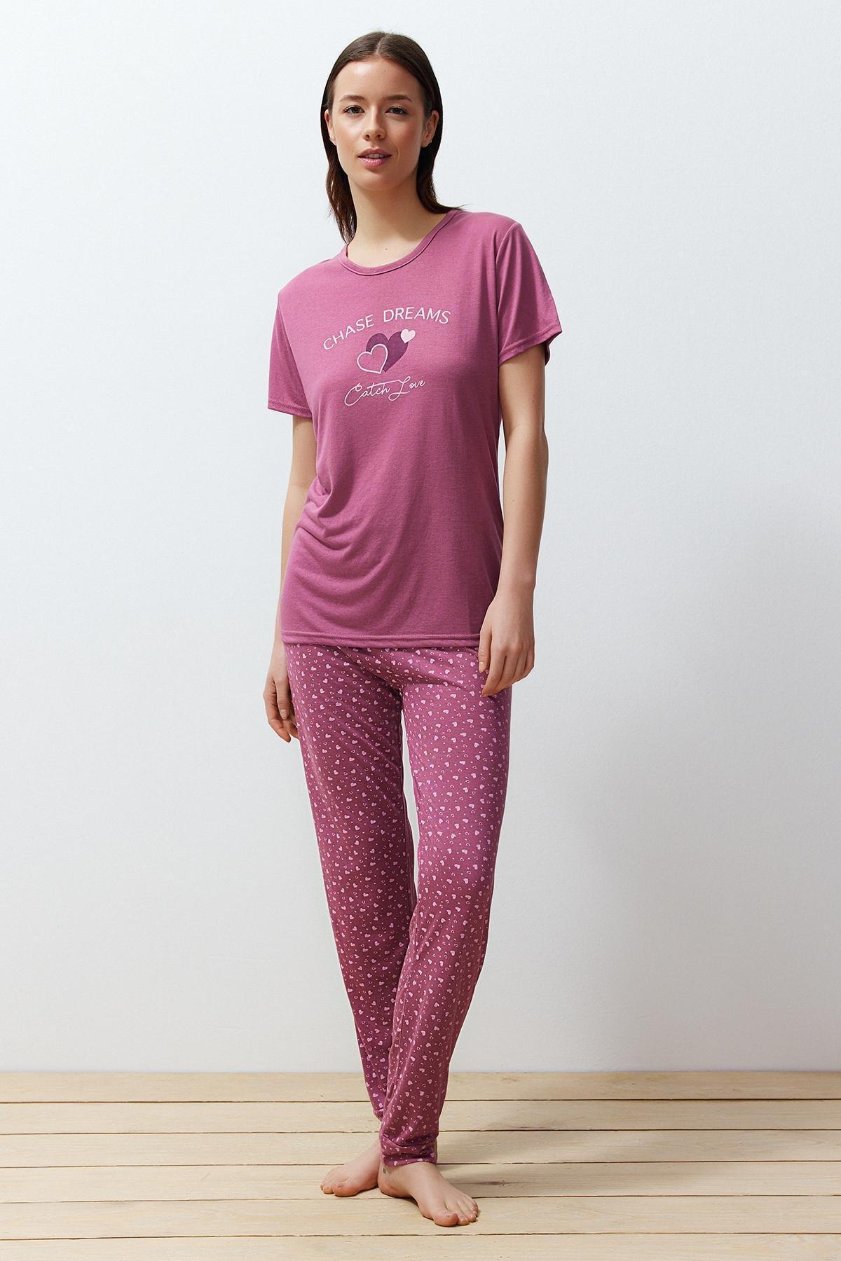 Pink Printed Pyjama Set, , large image number 0