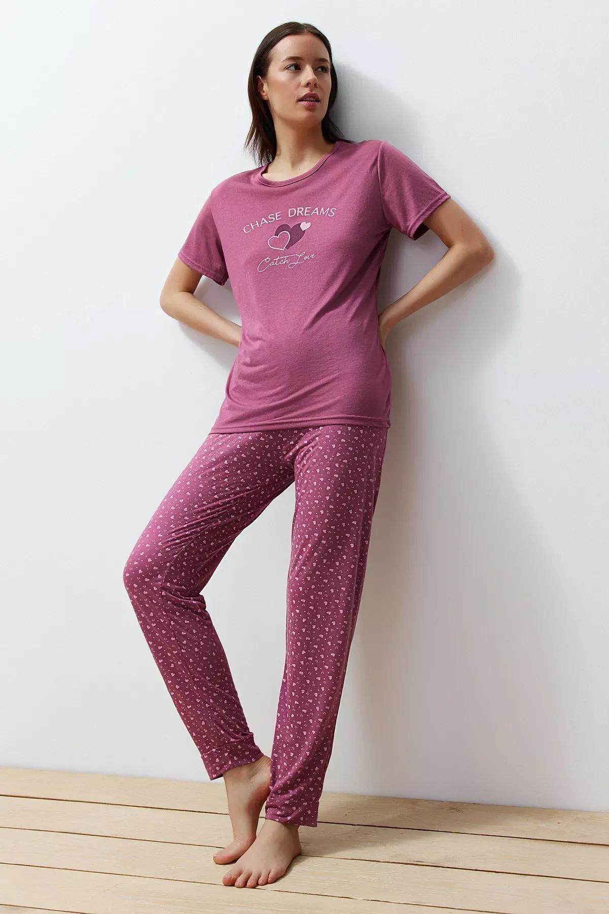 Pink Printed Pyjama Set, Dried rose, large image number 2