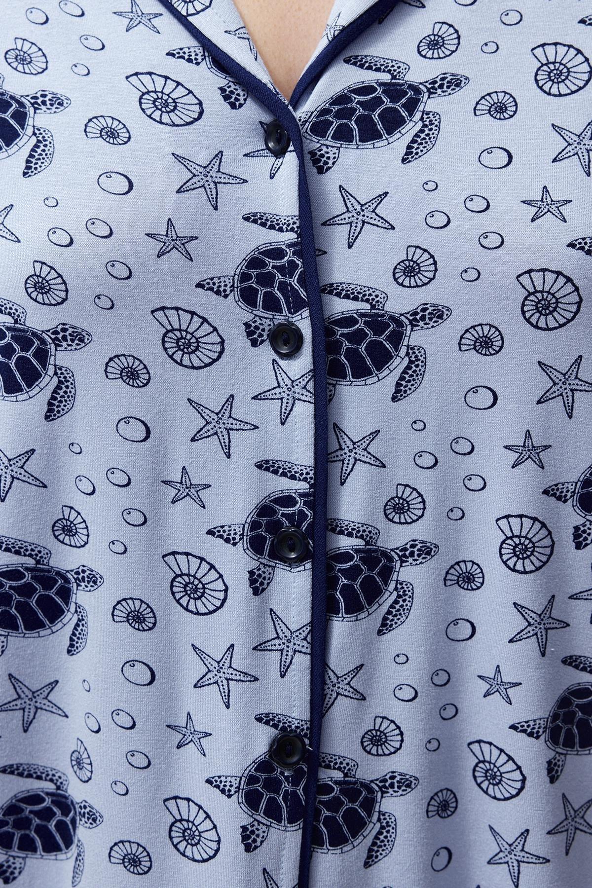 Blue Patterned Detailed Knitted Pyjamas Set, C101_5645, large image number 3