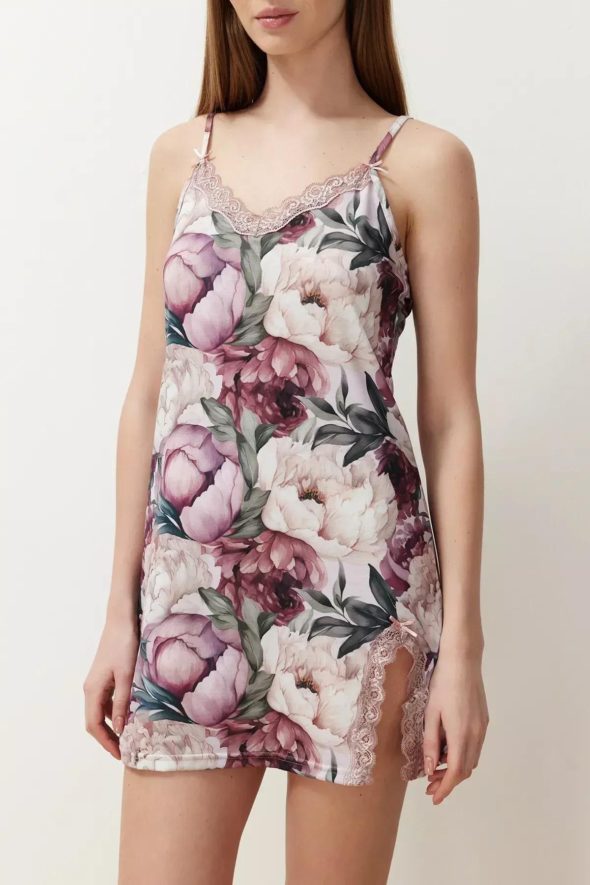 Multicolour Detailed Nightgown, , large image number 3