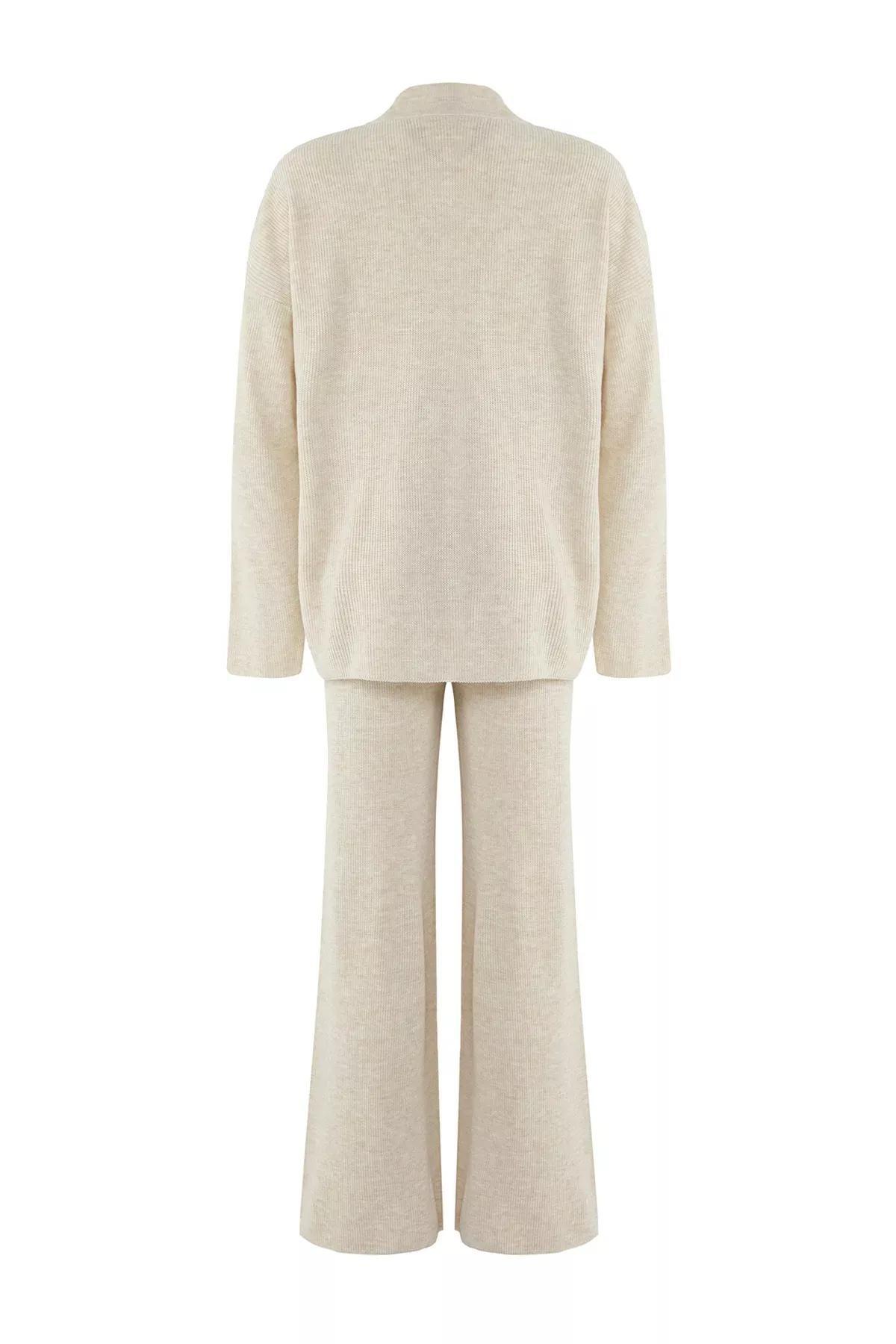 Ecru Collared Knitted Co-Ord Set, Ecru, large image number 6