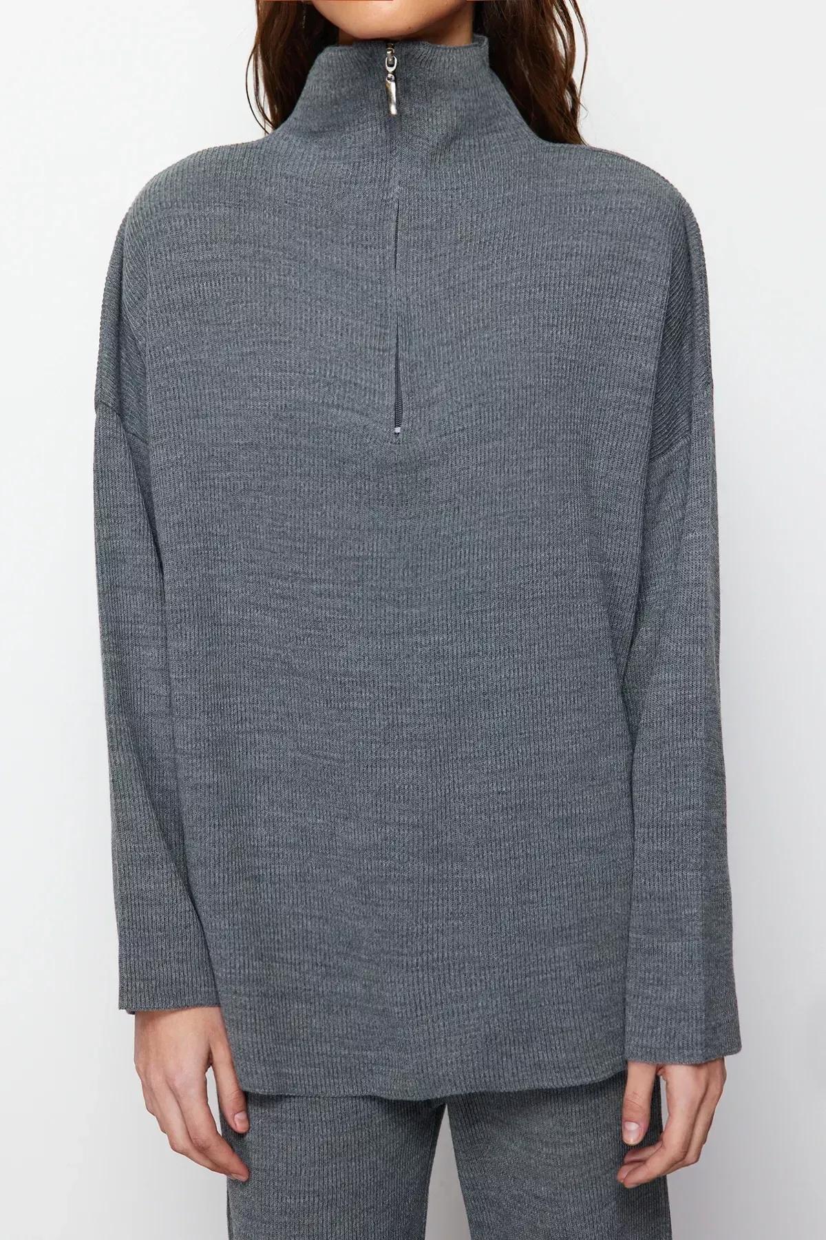 Grey Comfortable Cut Knitwear Co-Ord Set, C101_5662, large image number 2