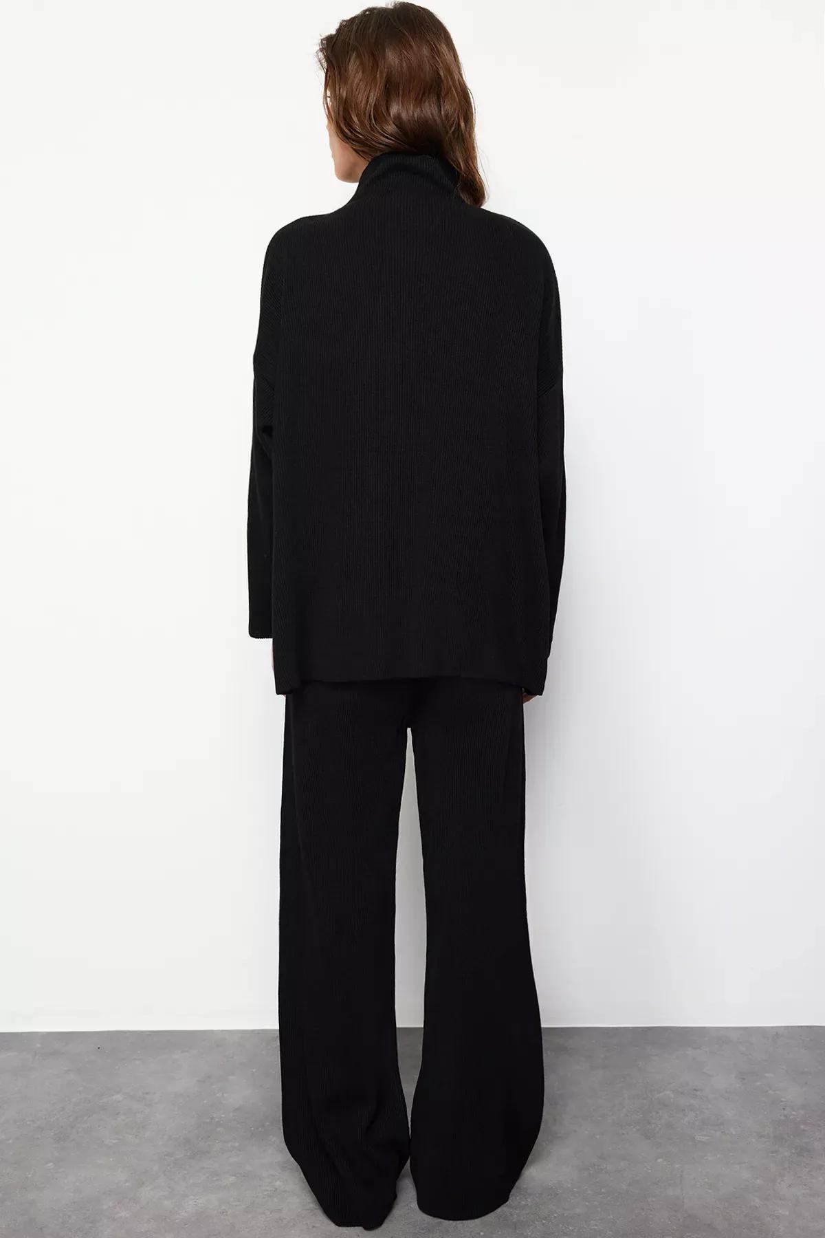 Black Collared Knitted Co-Ord Set, C101_5720, large image number 3