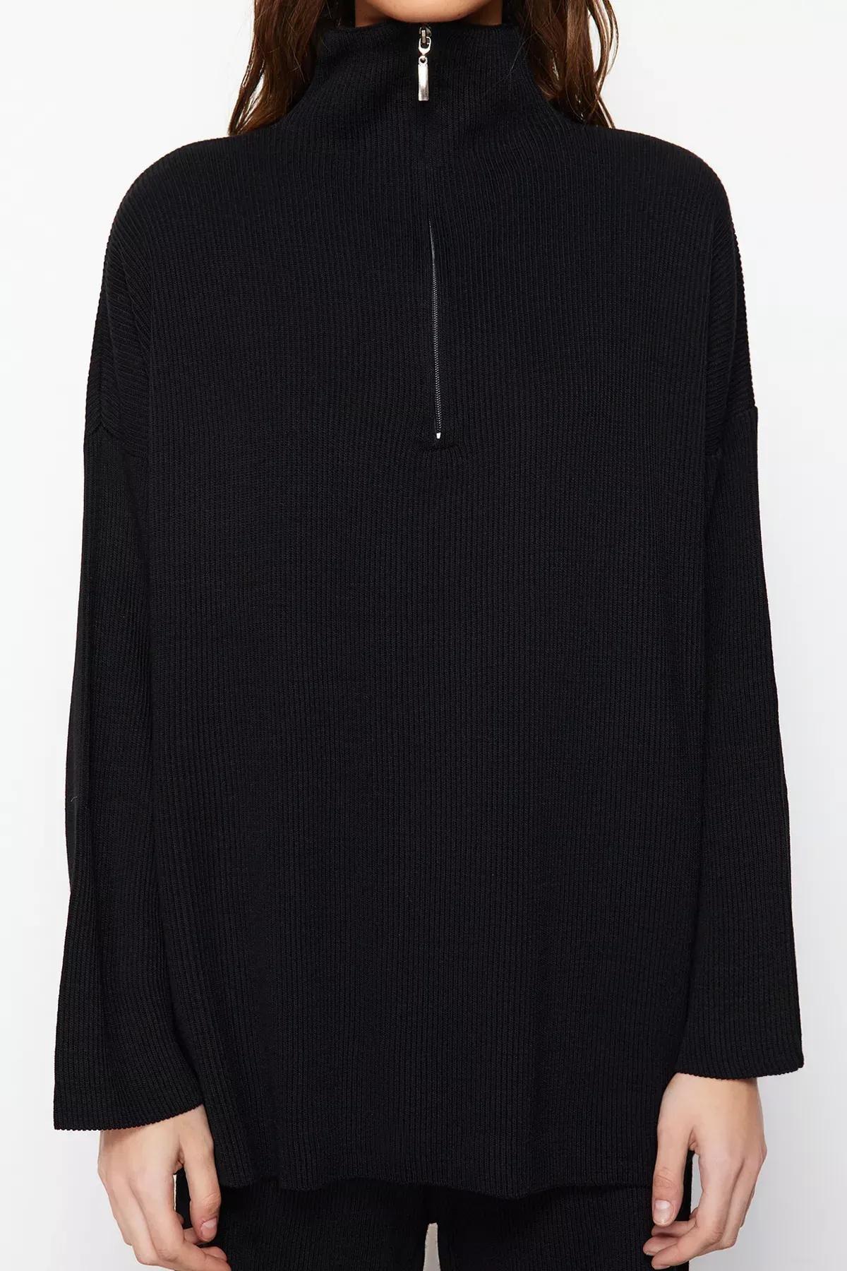 Black Collared Knitted Co-Ord Set, C101_5720, large image number 5