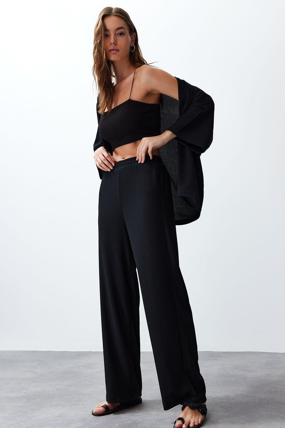 Black Kimono Knitwear Bottom-Top Set, , large image number 2