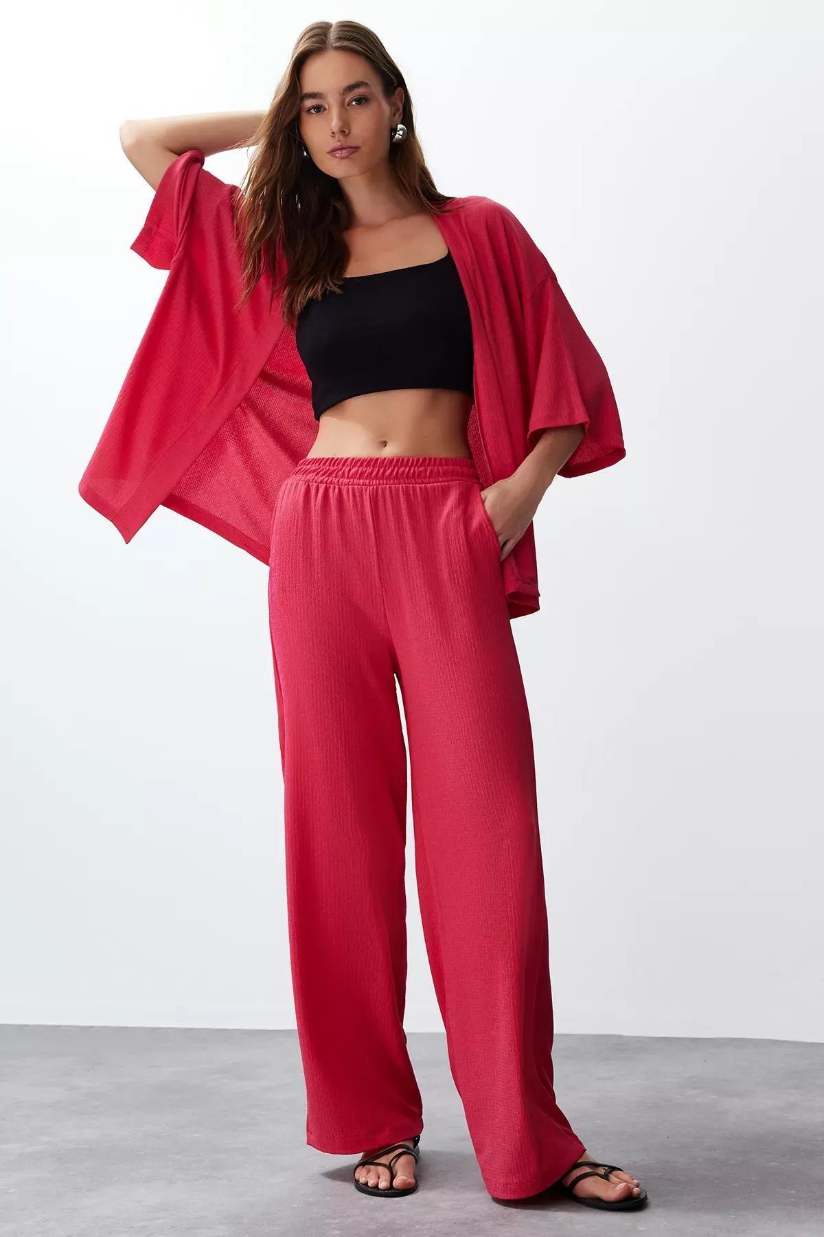 Pink Relaxed Knitted Co-Ord Set, , large image number 1