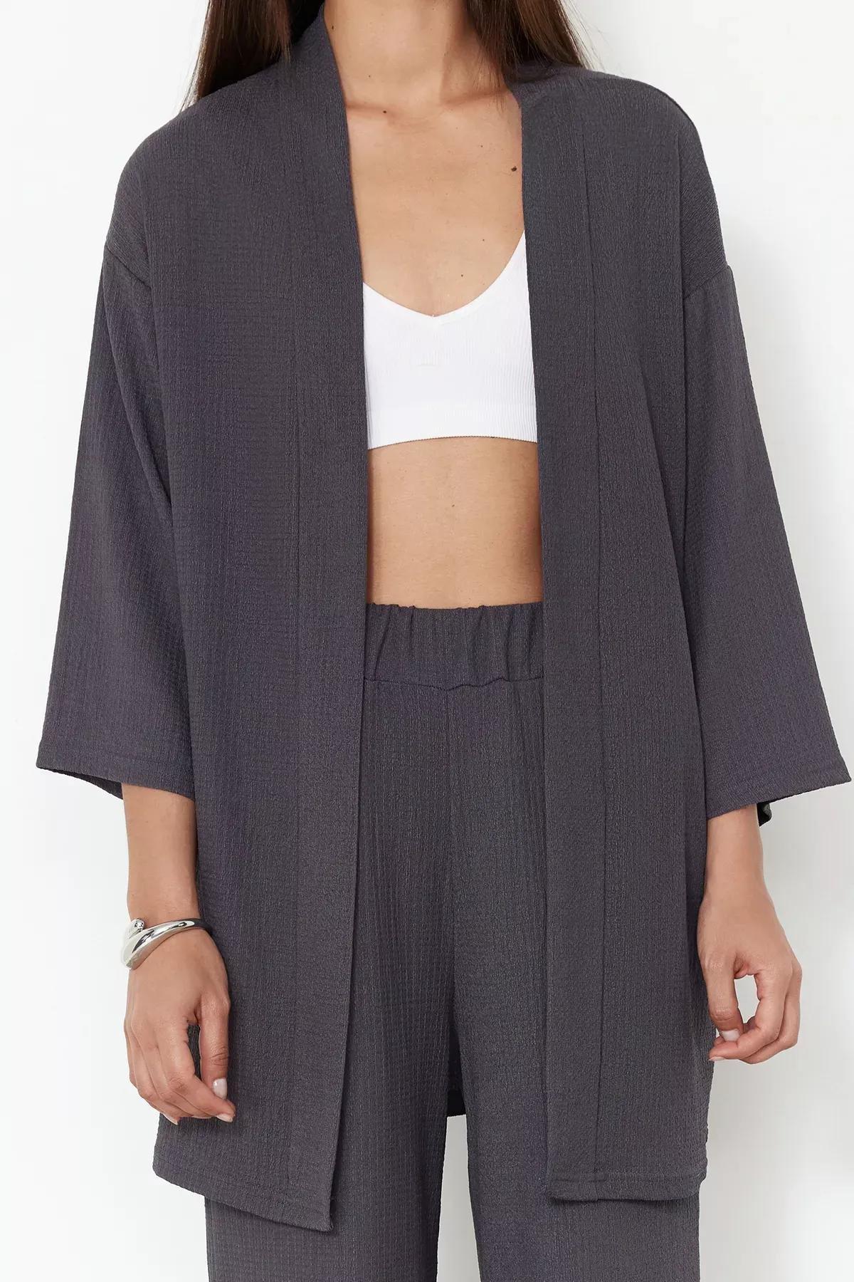 Black Relaxed Kimono Set, , large image number 4