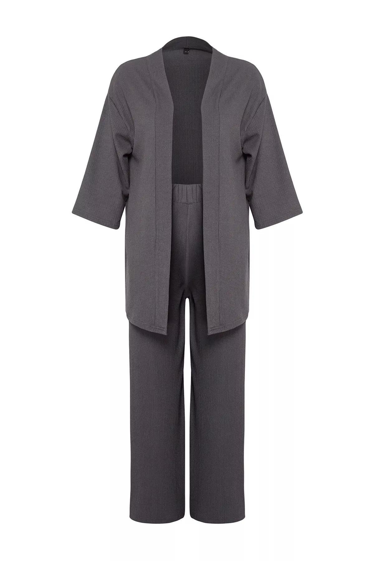 Black Relaxed Kimono Set, , large image number 5