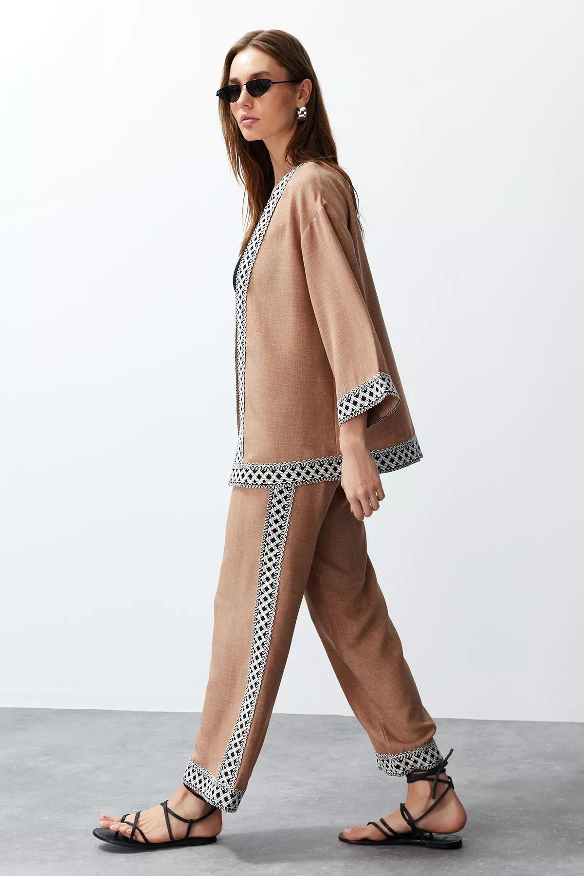 Beige Embroidered Woven Co-Ord Set, C101_1491, large image number 2