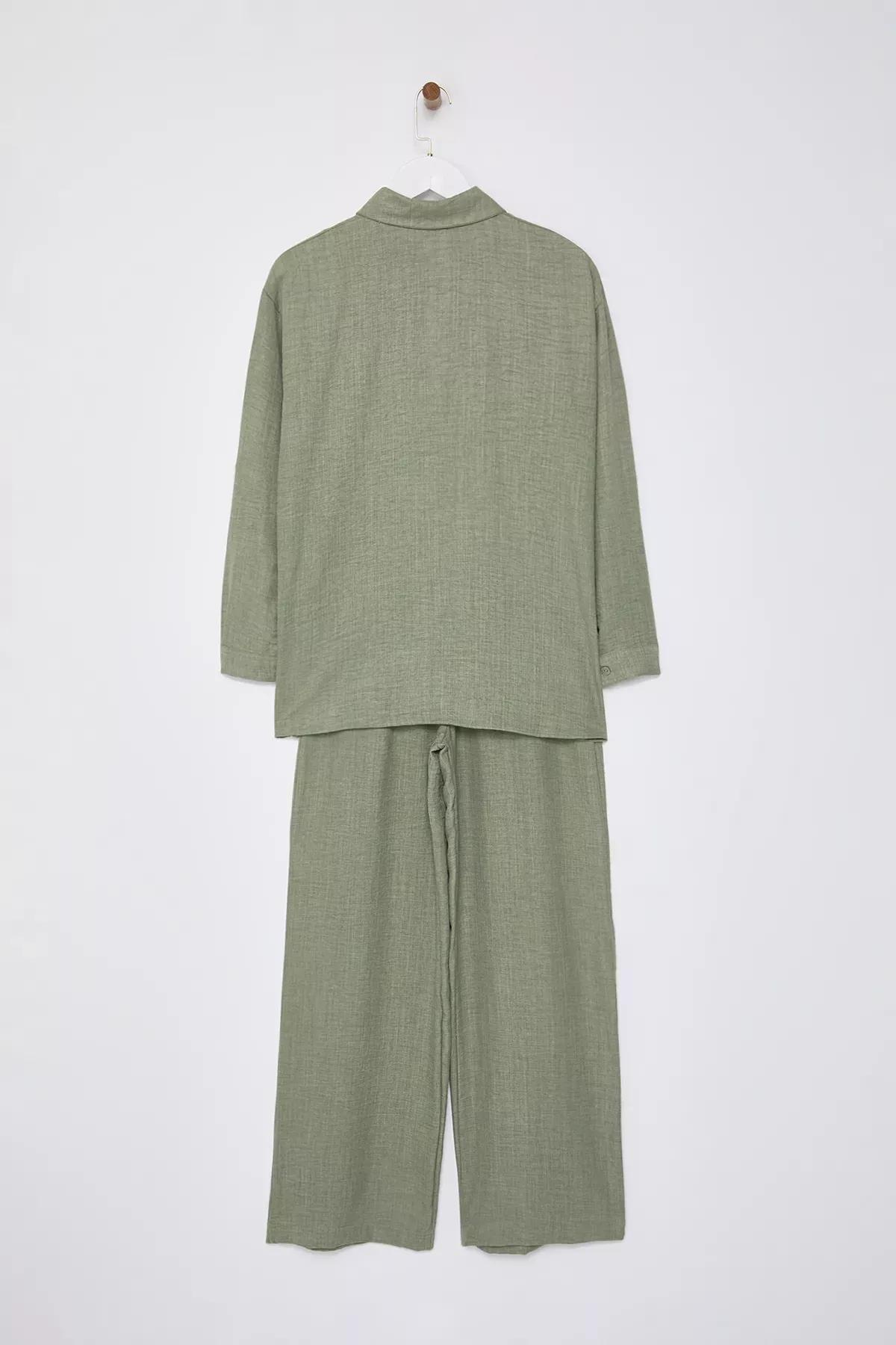 Green Knit Lounge Set, Light Khaki, large image number 7