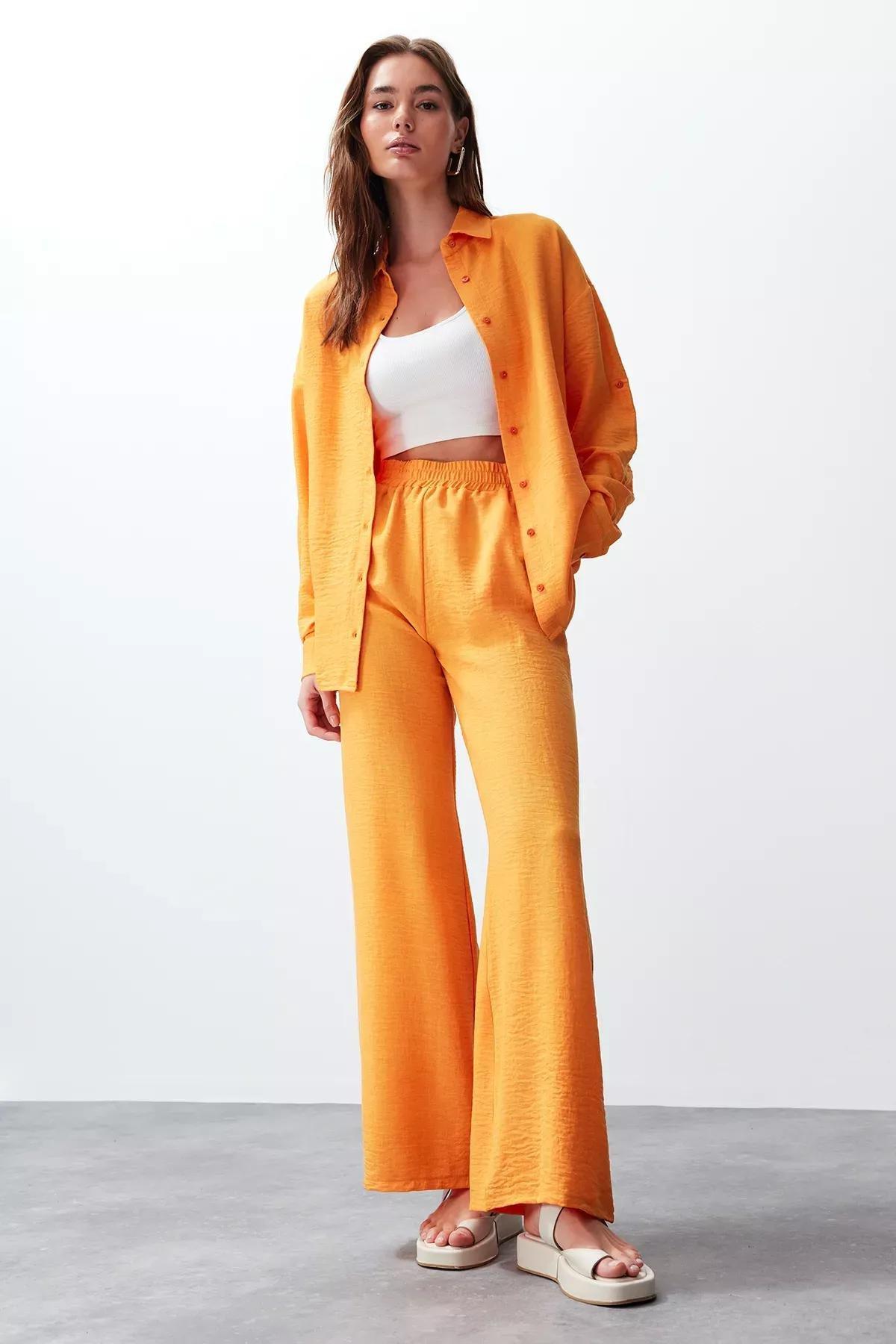 طقم متناسق منسوج، برتقالي, Orange, large image number 0