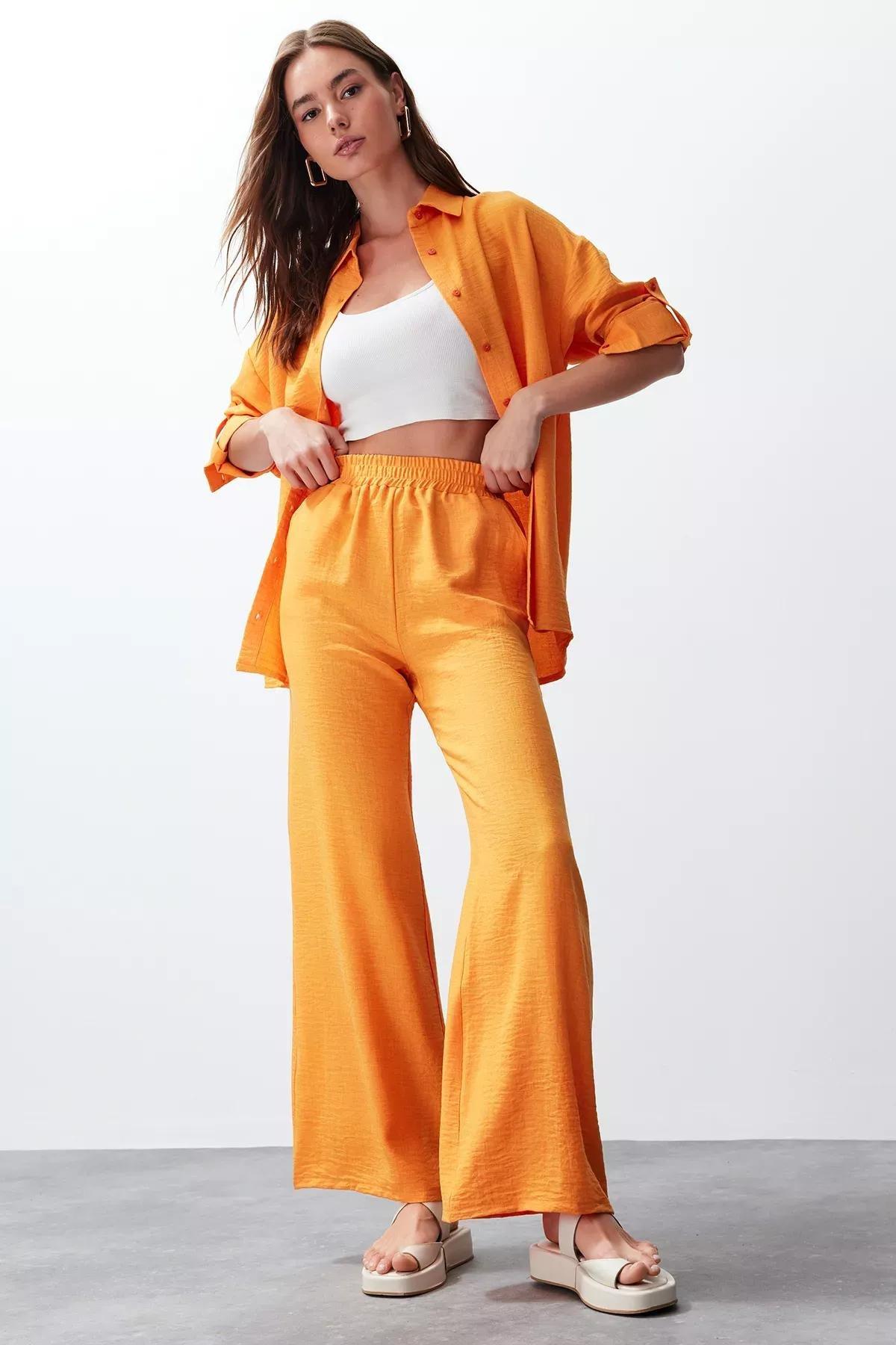طقم متناسق منسوج، برتقالي, Orange, large image number 1