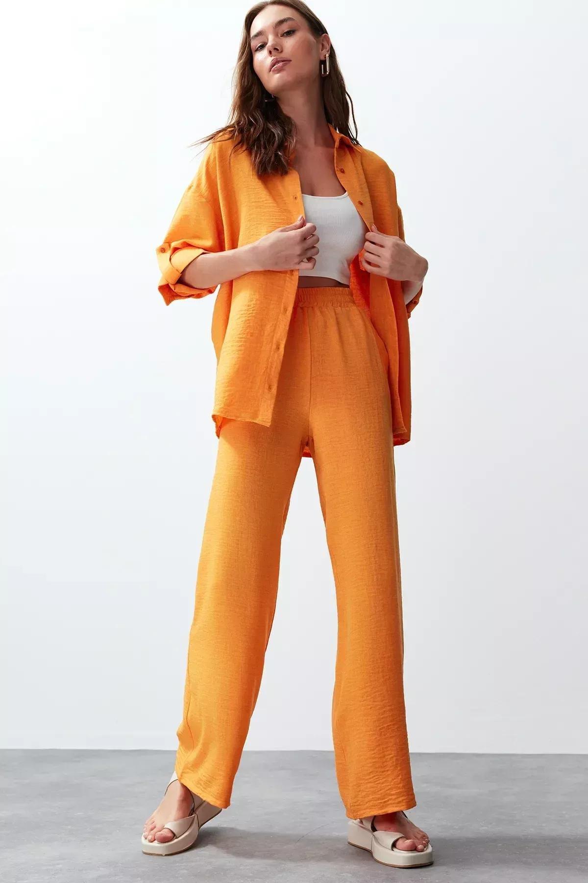 طقم متناسق منسوج، برتقالي, Orange, large image number 2