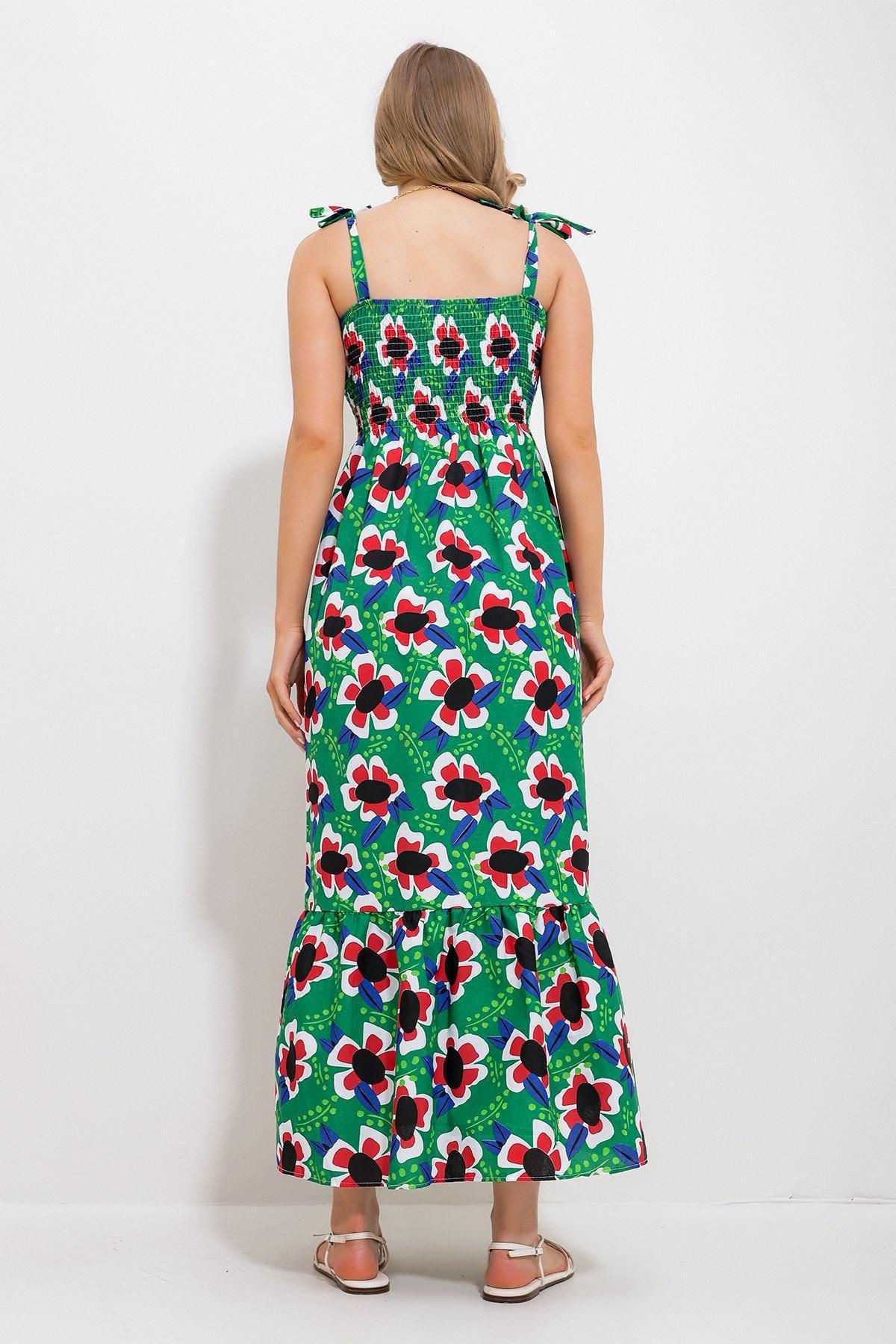 Green Floral A-Line Maxi Dress, , large image number 3