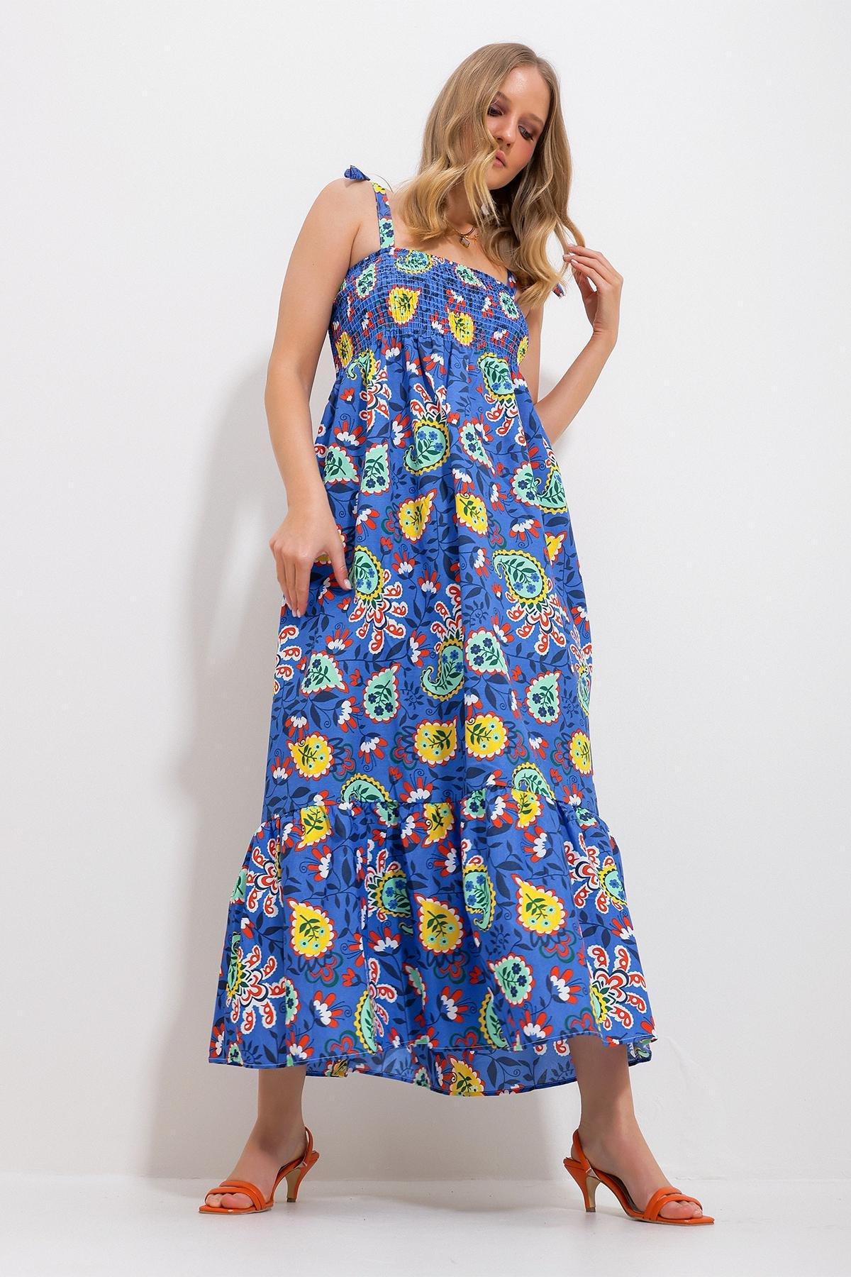 Blue Ethnic Print Maxi Dress, SAKS, large image number 2