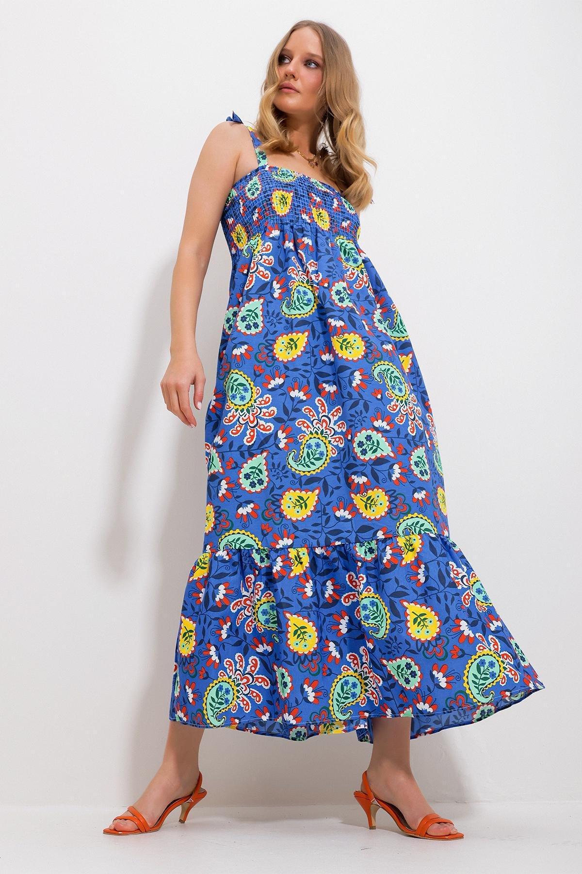Blue Ethnic Print Maxi Dress, SAKS, large image number 3