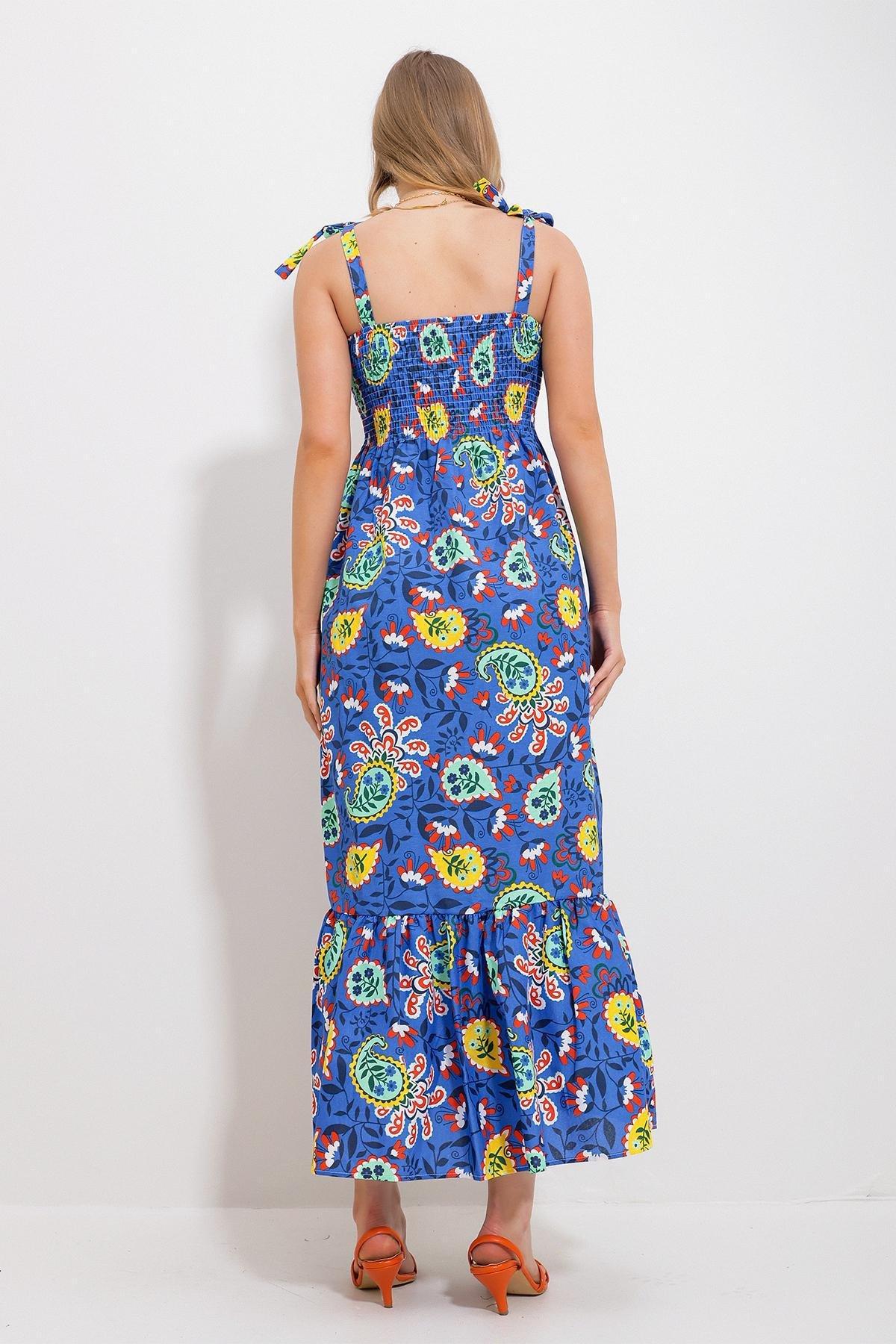 Blue Ethnic Print Maxi Dress, SAKS, large image number 4