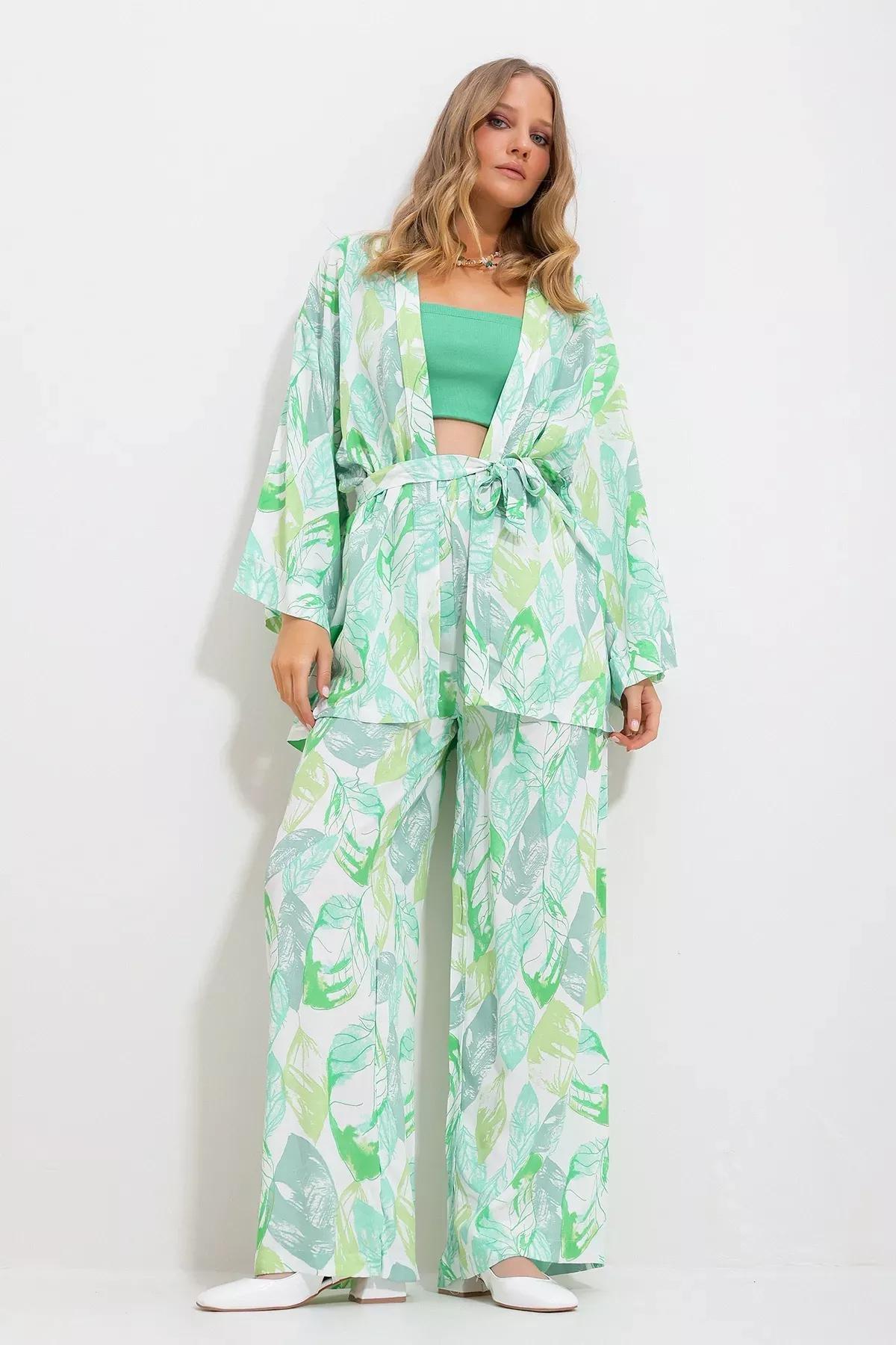 Green Kimono Jacket Set, , large image number 2
