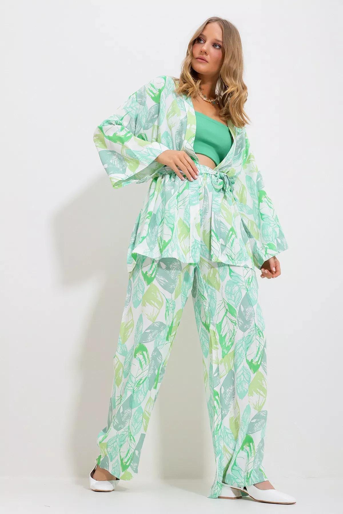 Green Kimono Jacket Set, , large image number 3