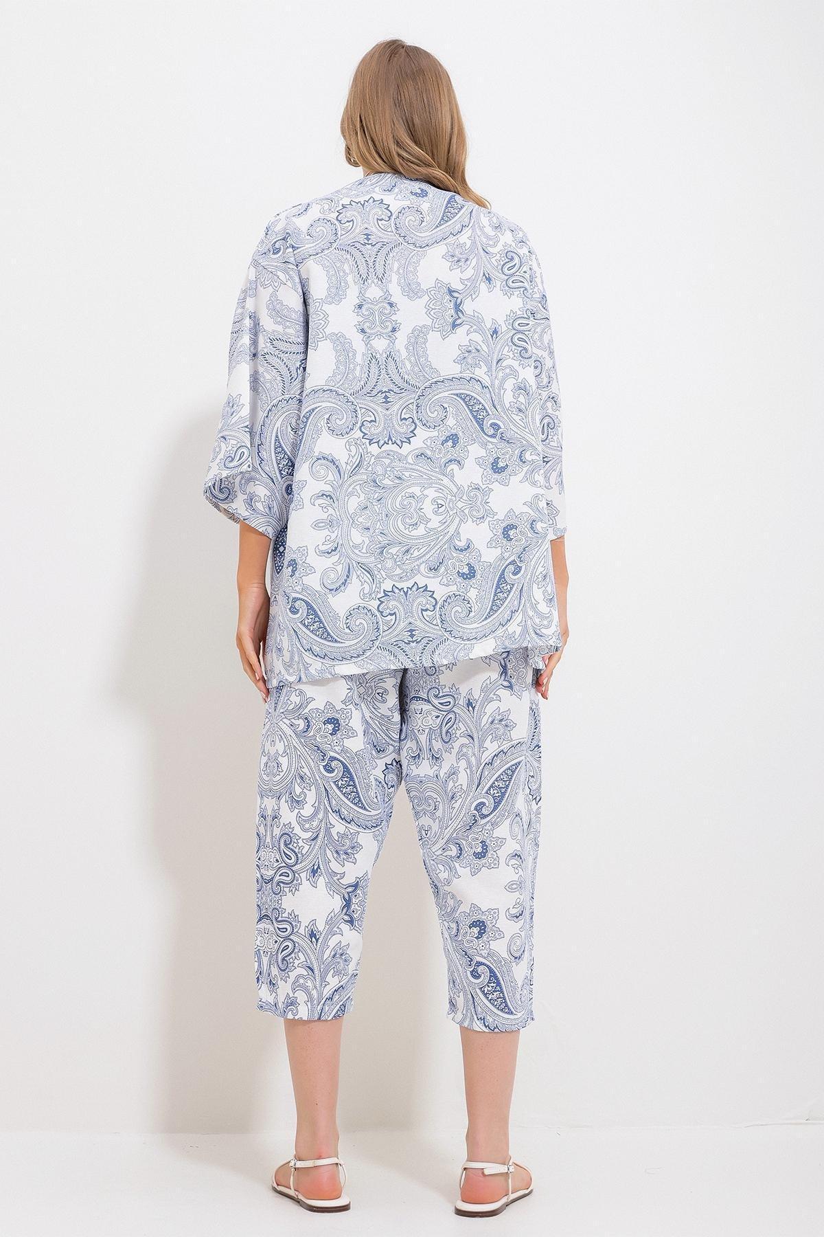 Blue Patterned Linen Co-Ord Set, , large image number 3