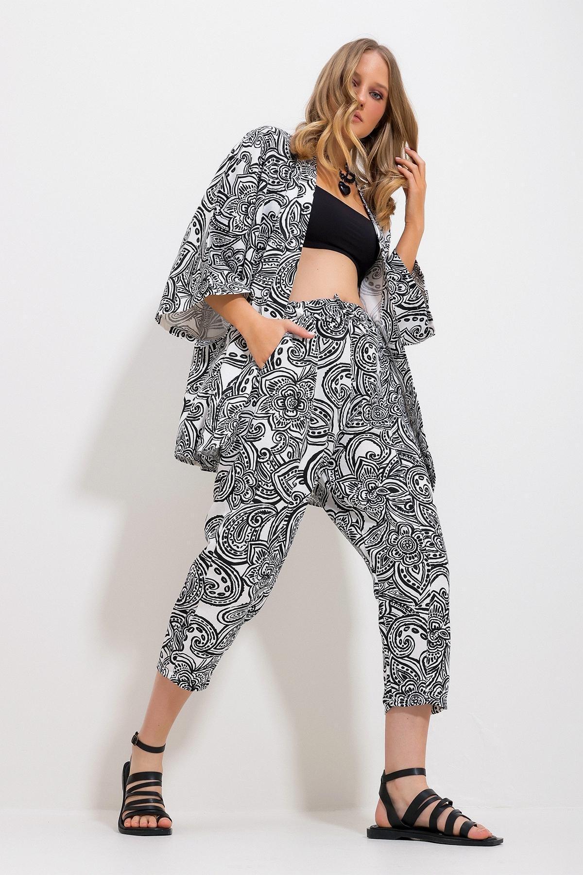 Black Patterned Linen Co-Ord Set, , large image number 2