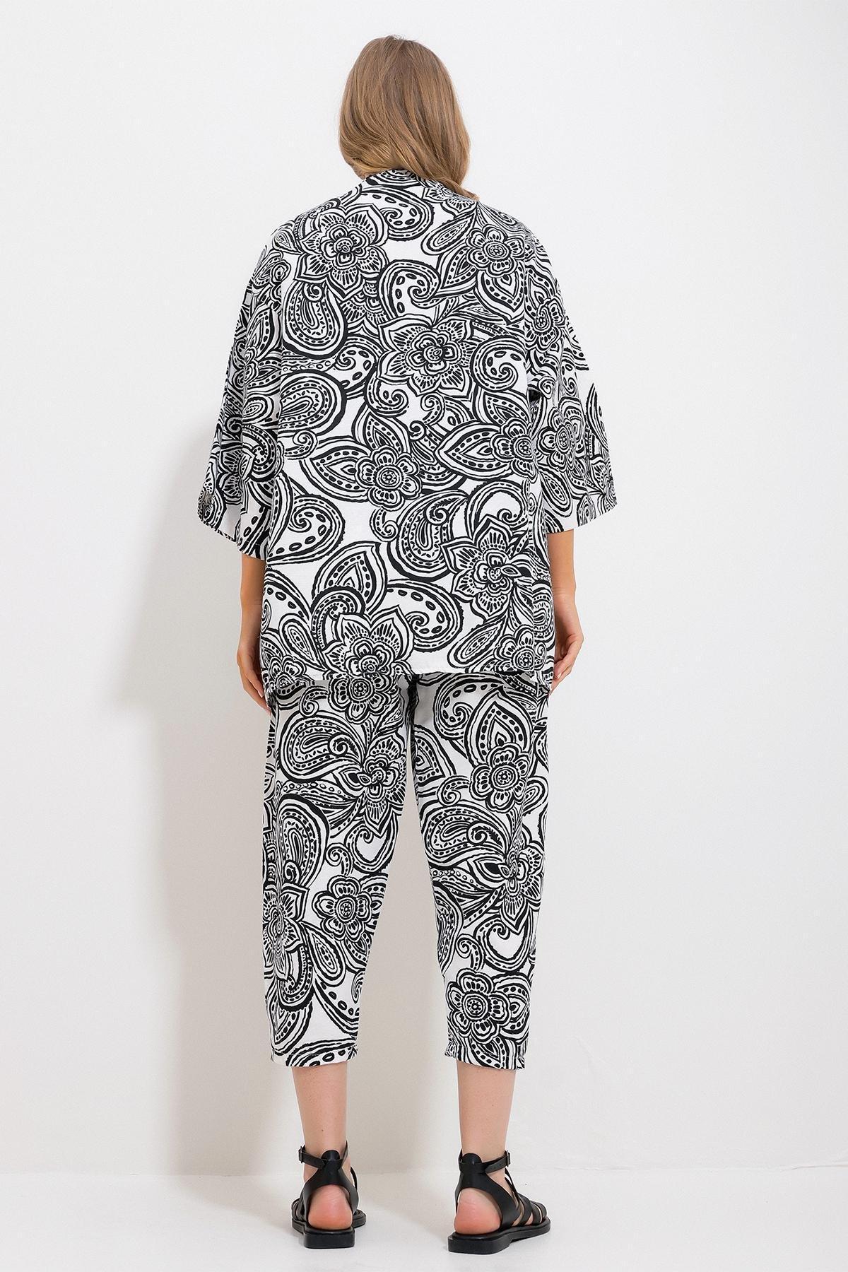Black Patterned Linen Co-Ord Set, , large image number 3