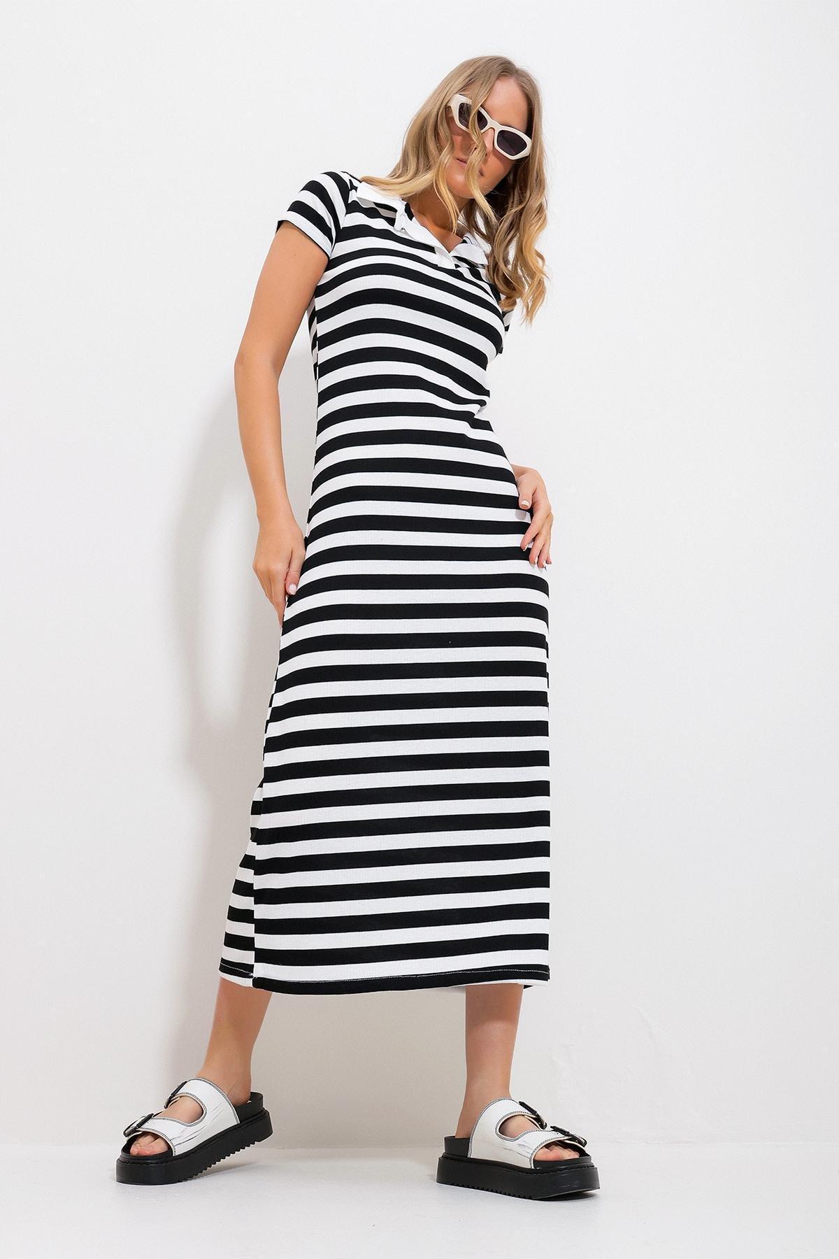 Black Striped Shirt Maxi Dress, , large image number 1