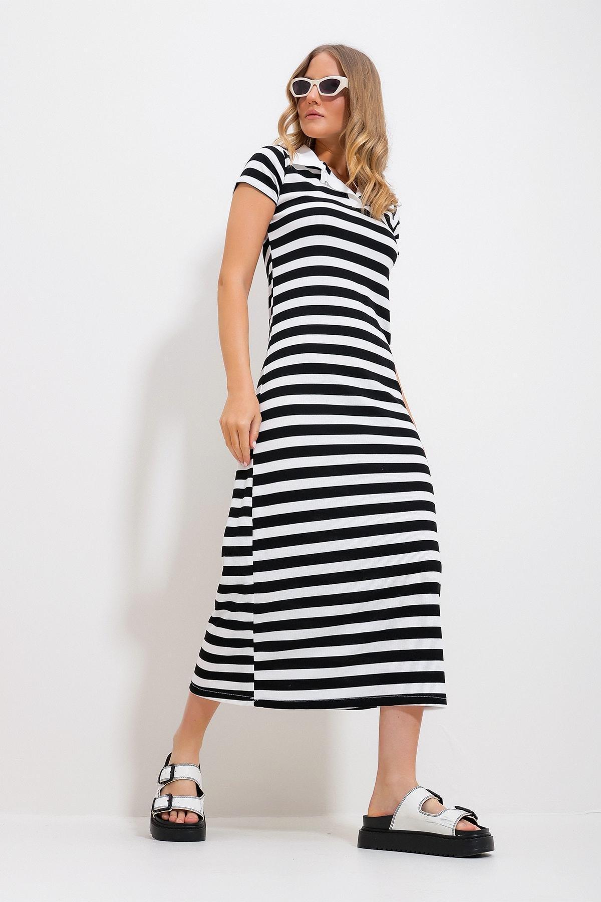 Black Striped Shirt Maxi Dress, , large image number 3