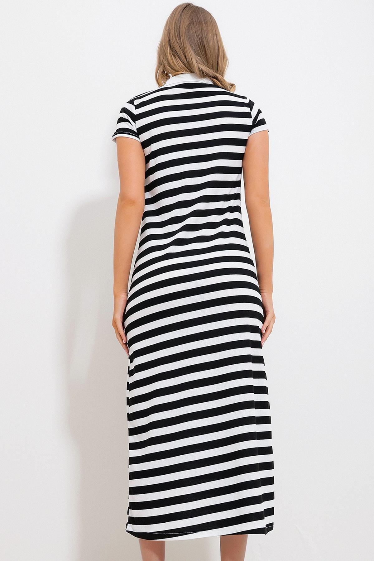 Black Striped Shirt Maxi Dress, , large image number 5